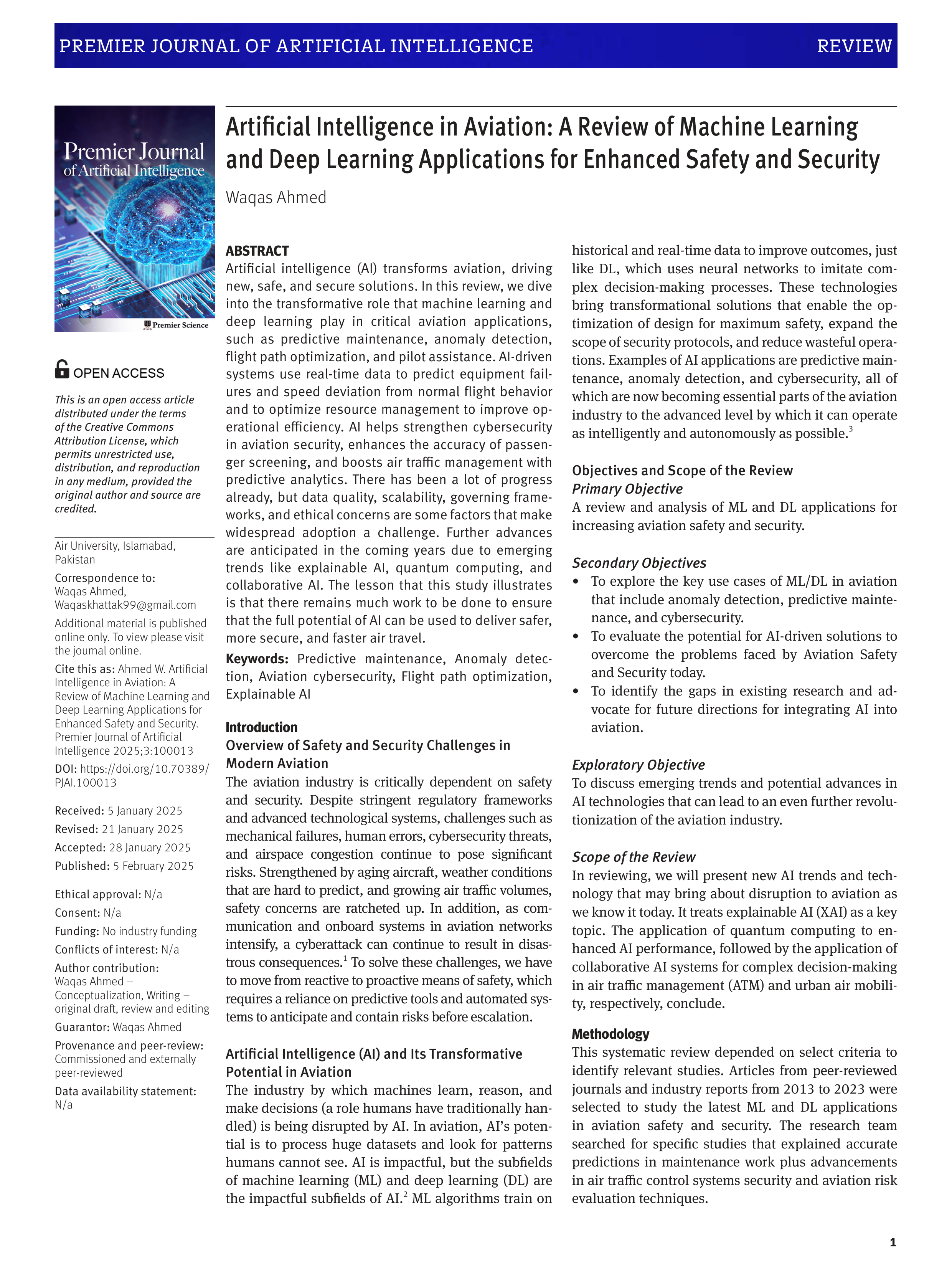 Artificial Intelligence Applications in Aviation — page 1