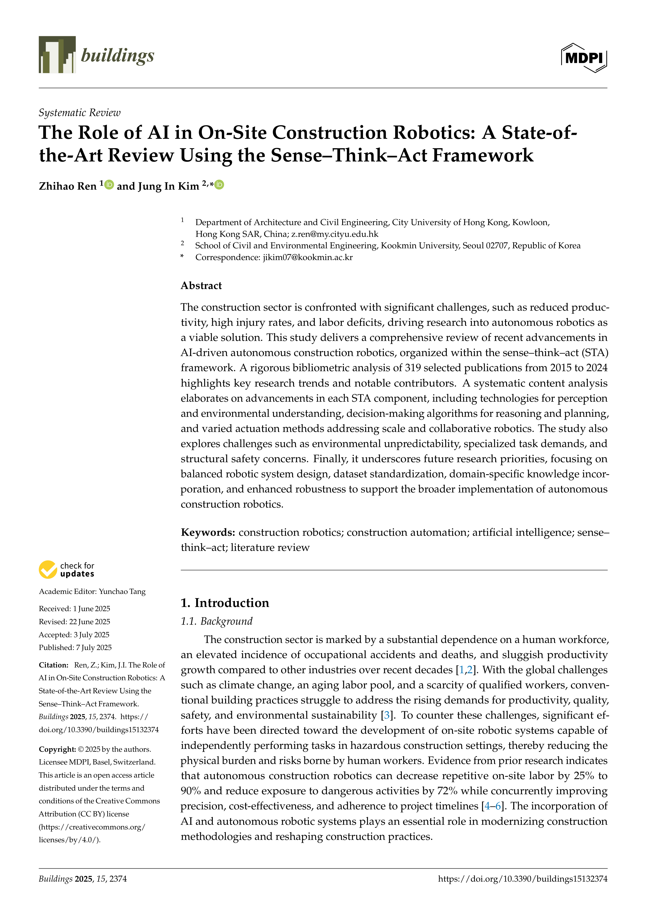 Artificial Intelligence Applications in Construction robotics — page 1