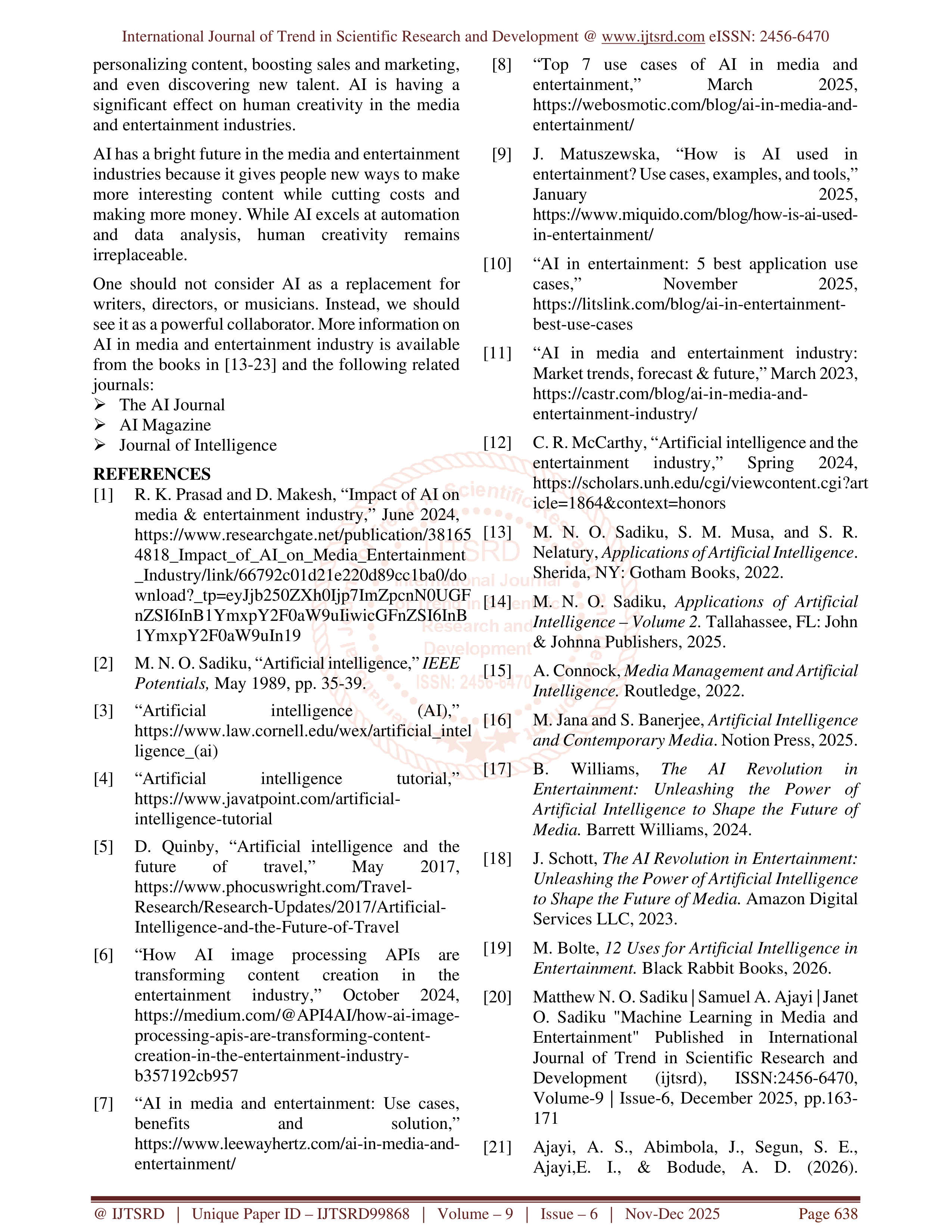 Artificial Intelligence Applications in Entertainment — page 7
