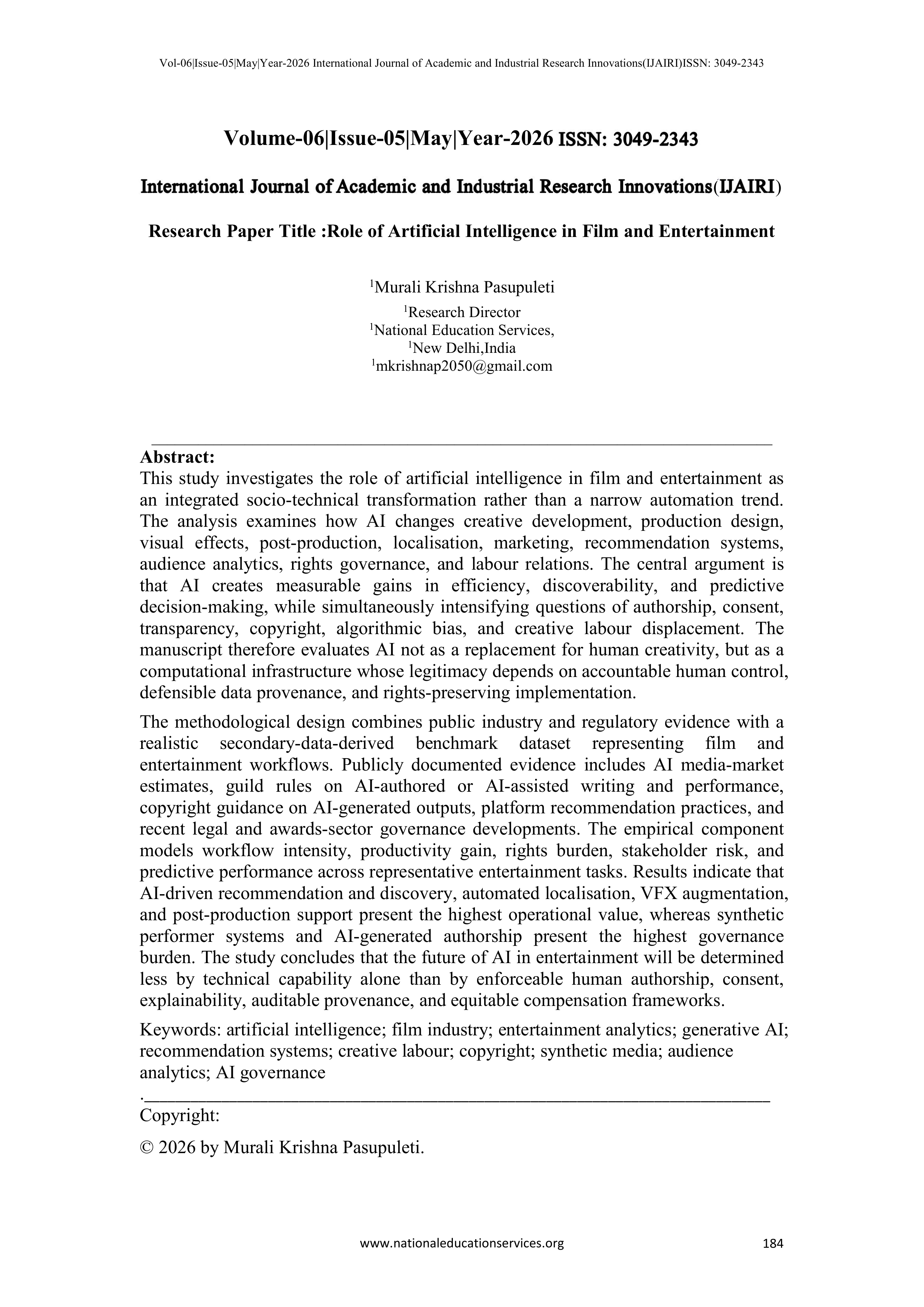 Artificial Intelligence Applications in Film Industry — page 1