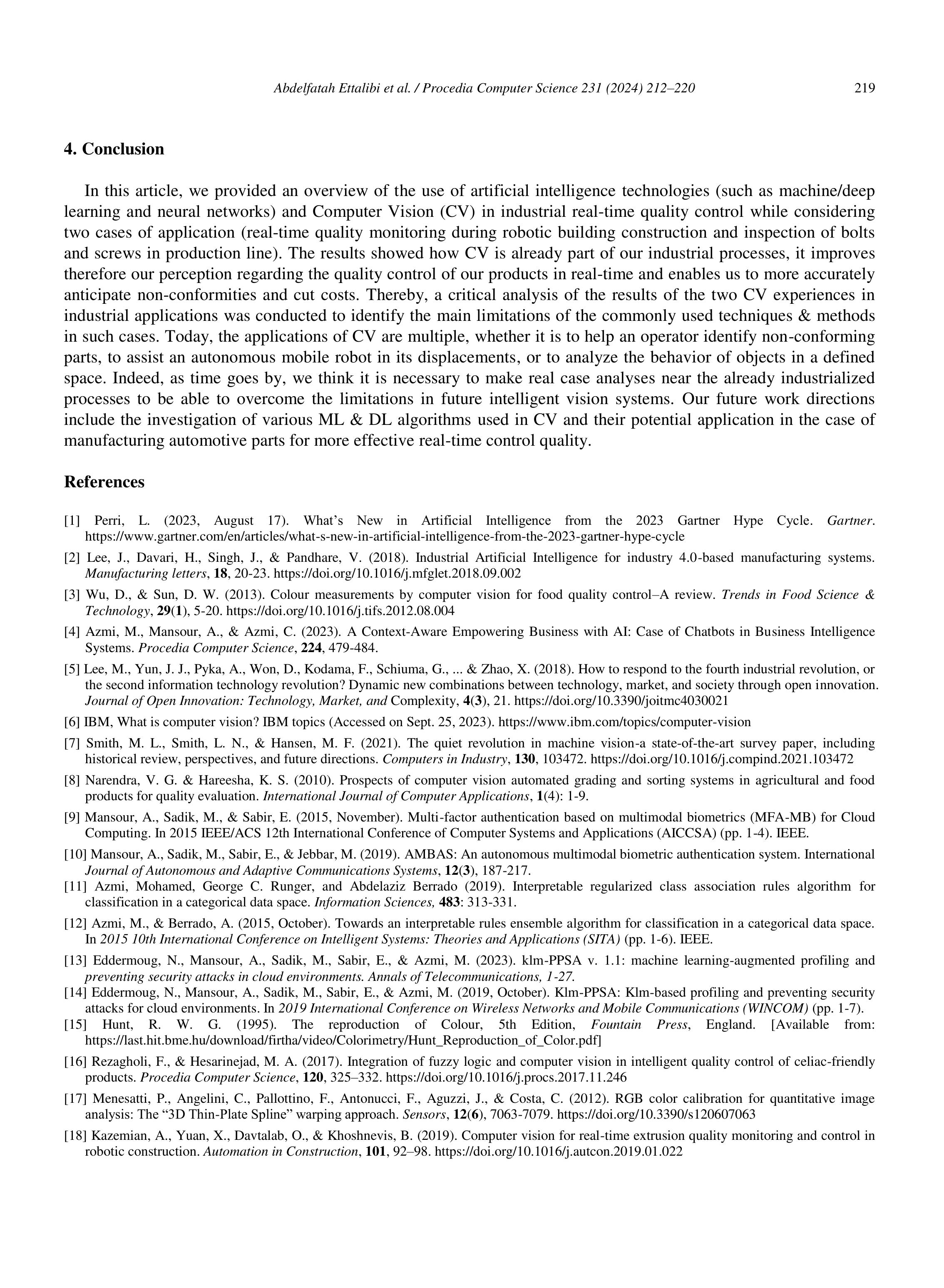 Artificial Intelligence Applications in Inspection for Industrial Quality Control — page 8