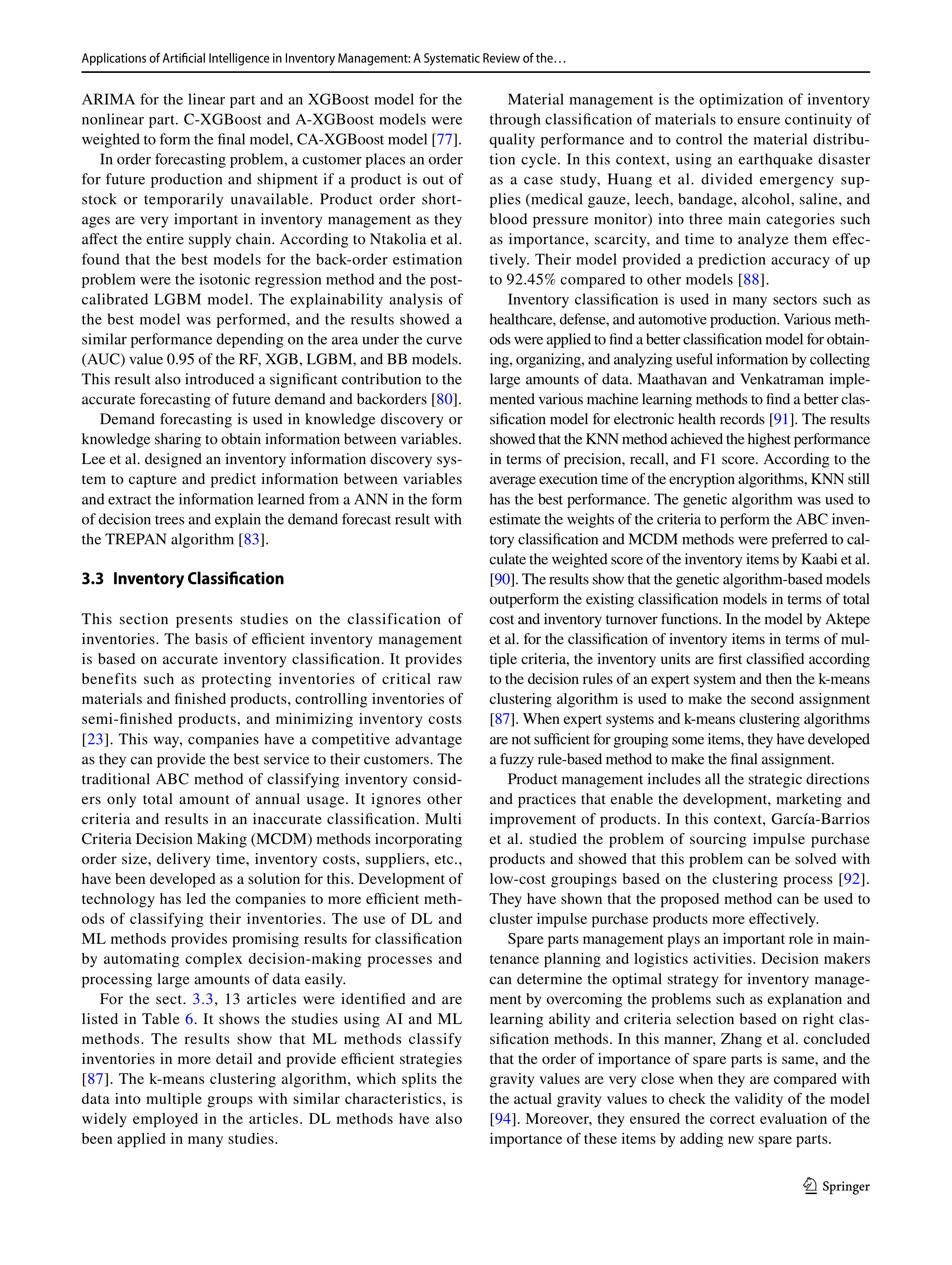 Artiﬁcial Intelligence Applications in Inventory Management — page 13
