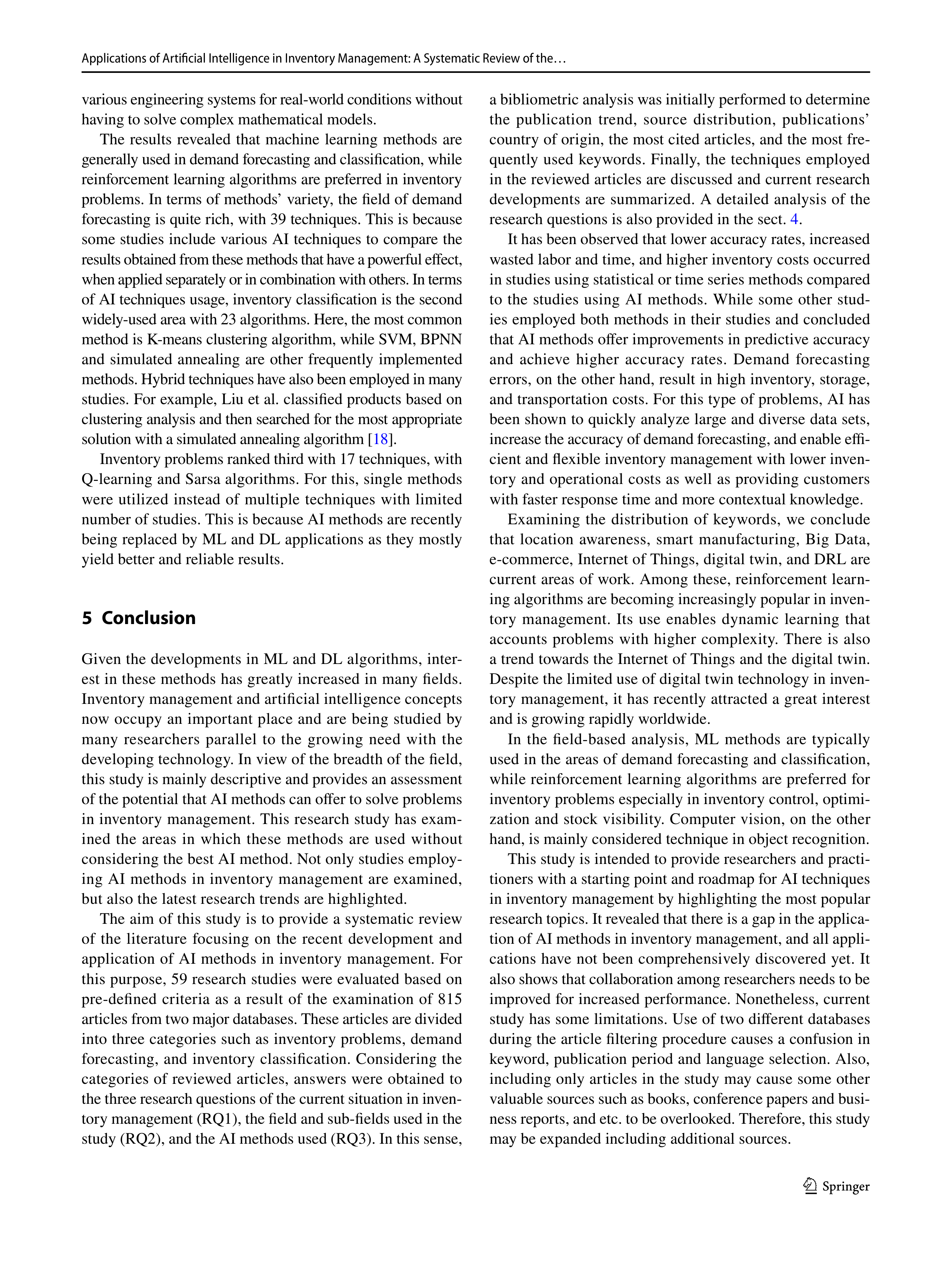 Artiﬁcial Intelligence Applications in Inventory Management — page 17