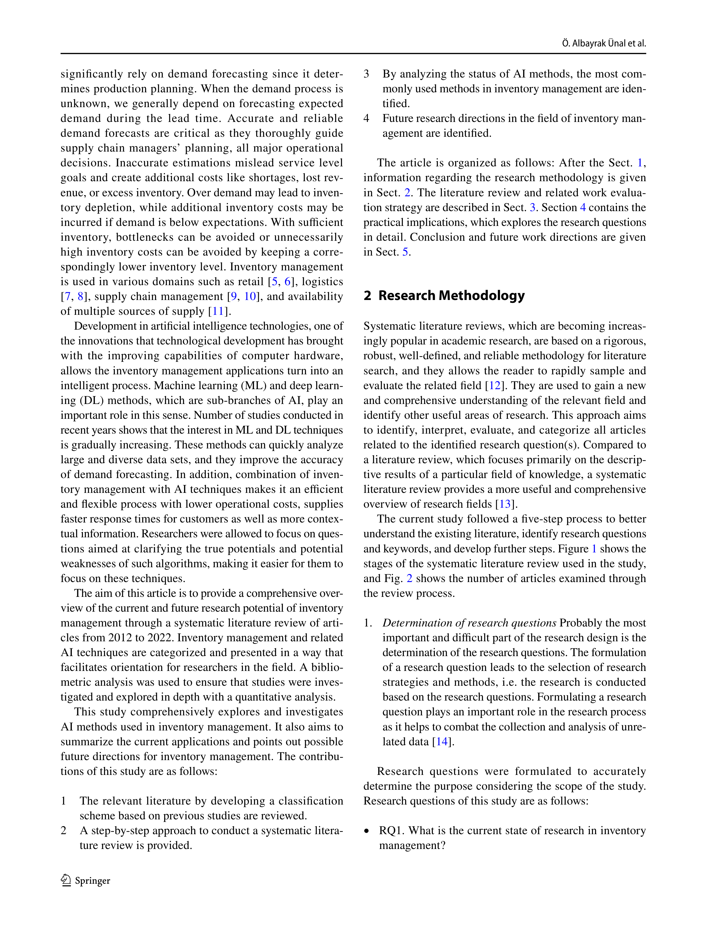 Artiﬁcial Intelligence Applications in Inventory Management — page 2