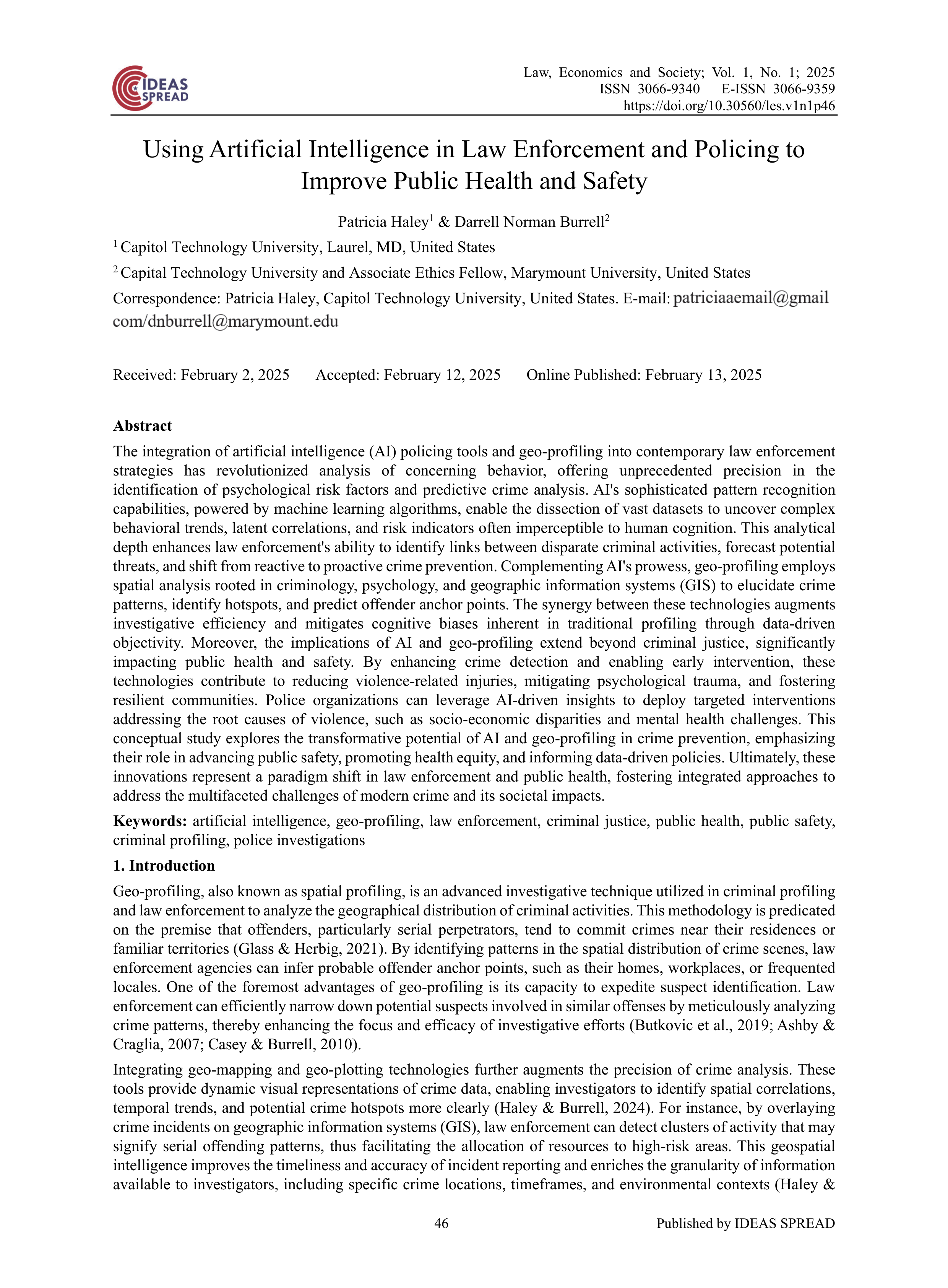 Artificial Intelligence Applications in Law Enforcement — page 1