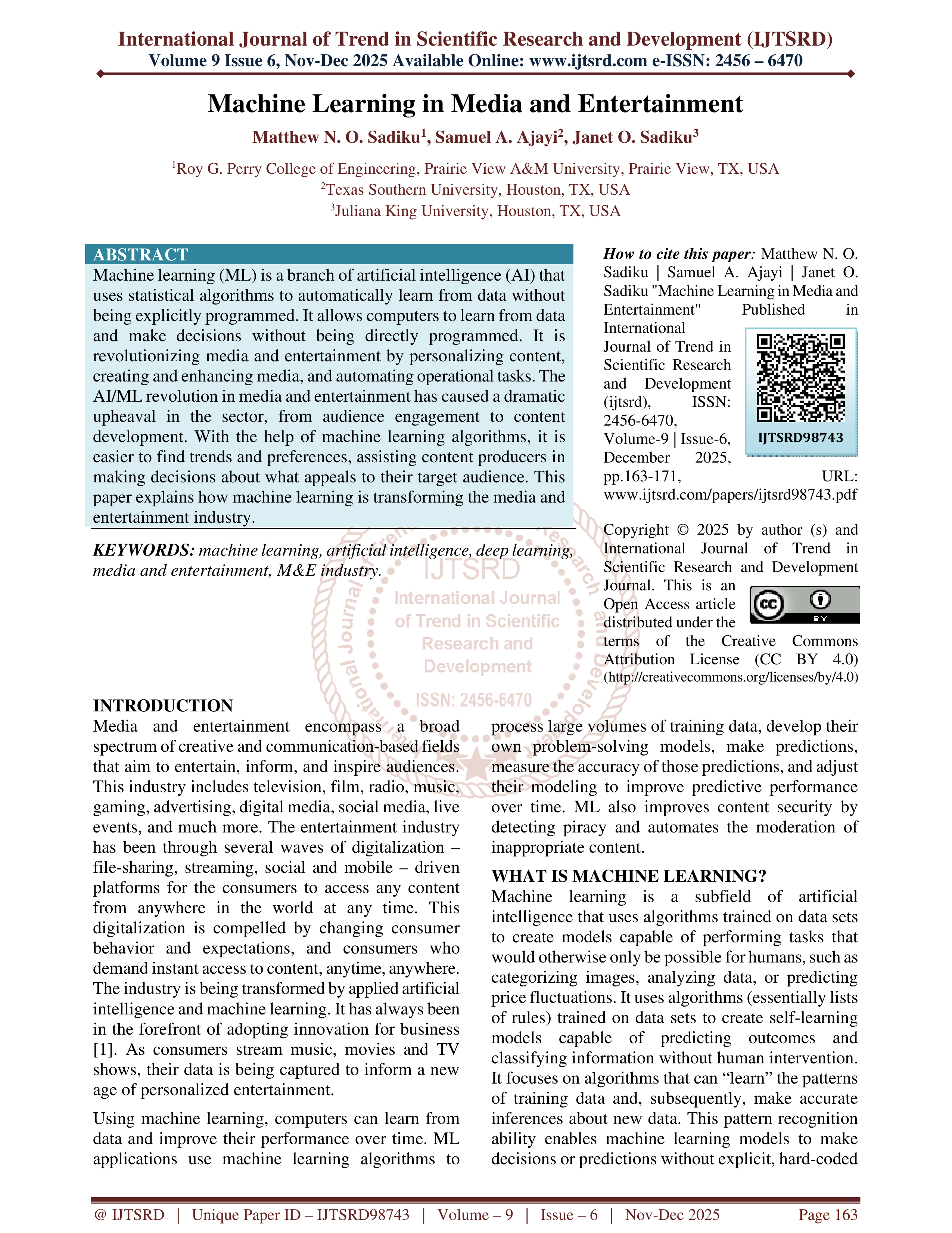 Artificial Intelligence Applications in Media  — page 1