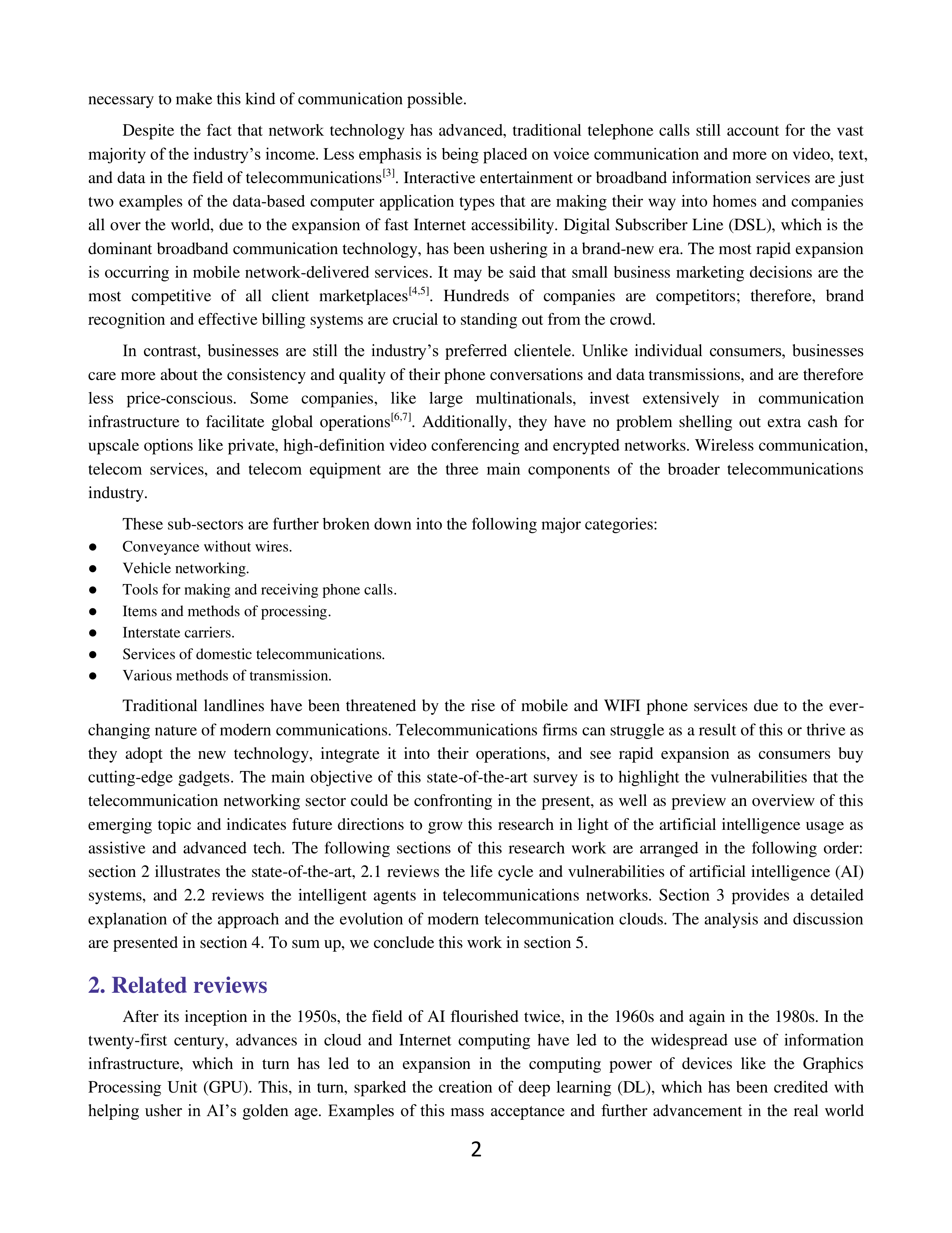 Artificial Intelligence Applications in Telecommunications — page 2