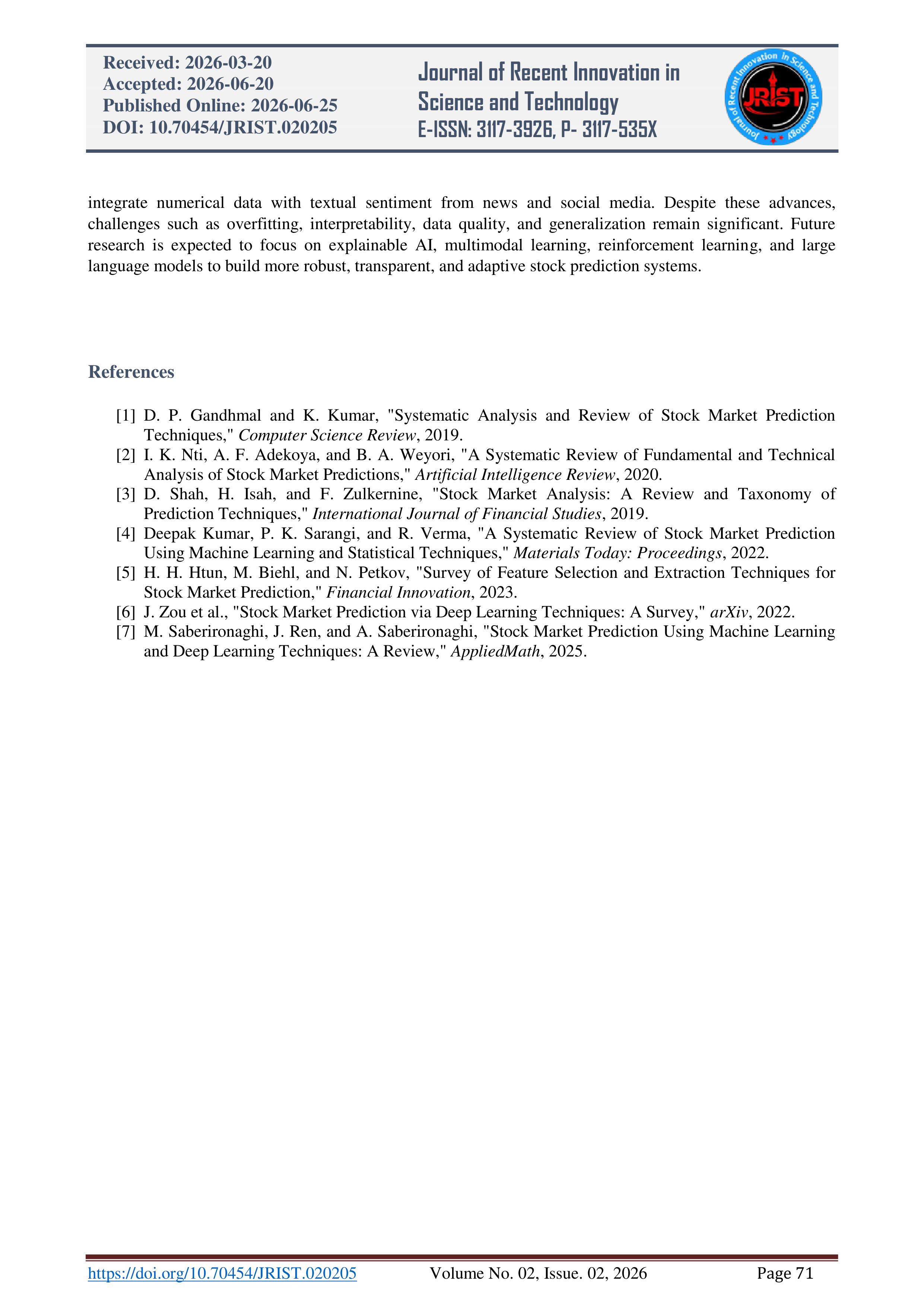 Artificial Intelligence Applications on Stock Market Prediction — page 6