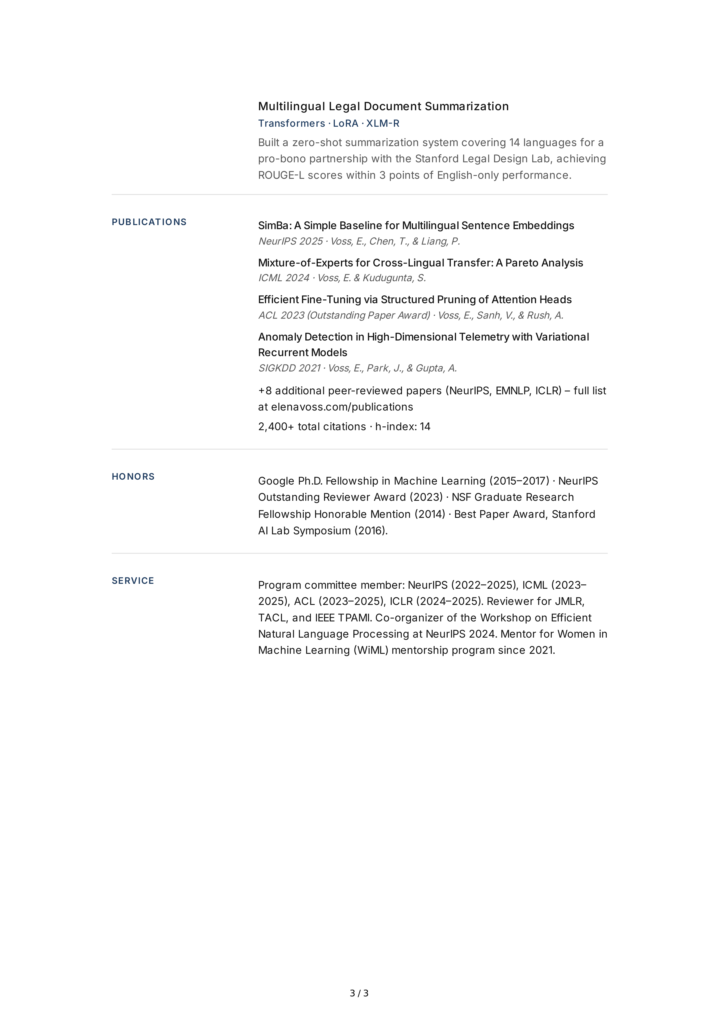 Artificial Intelligence Engineer CV — page 3