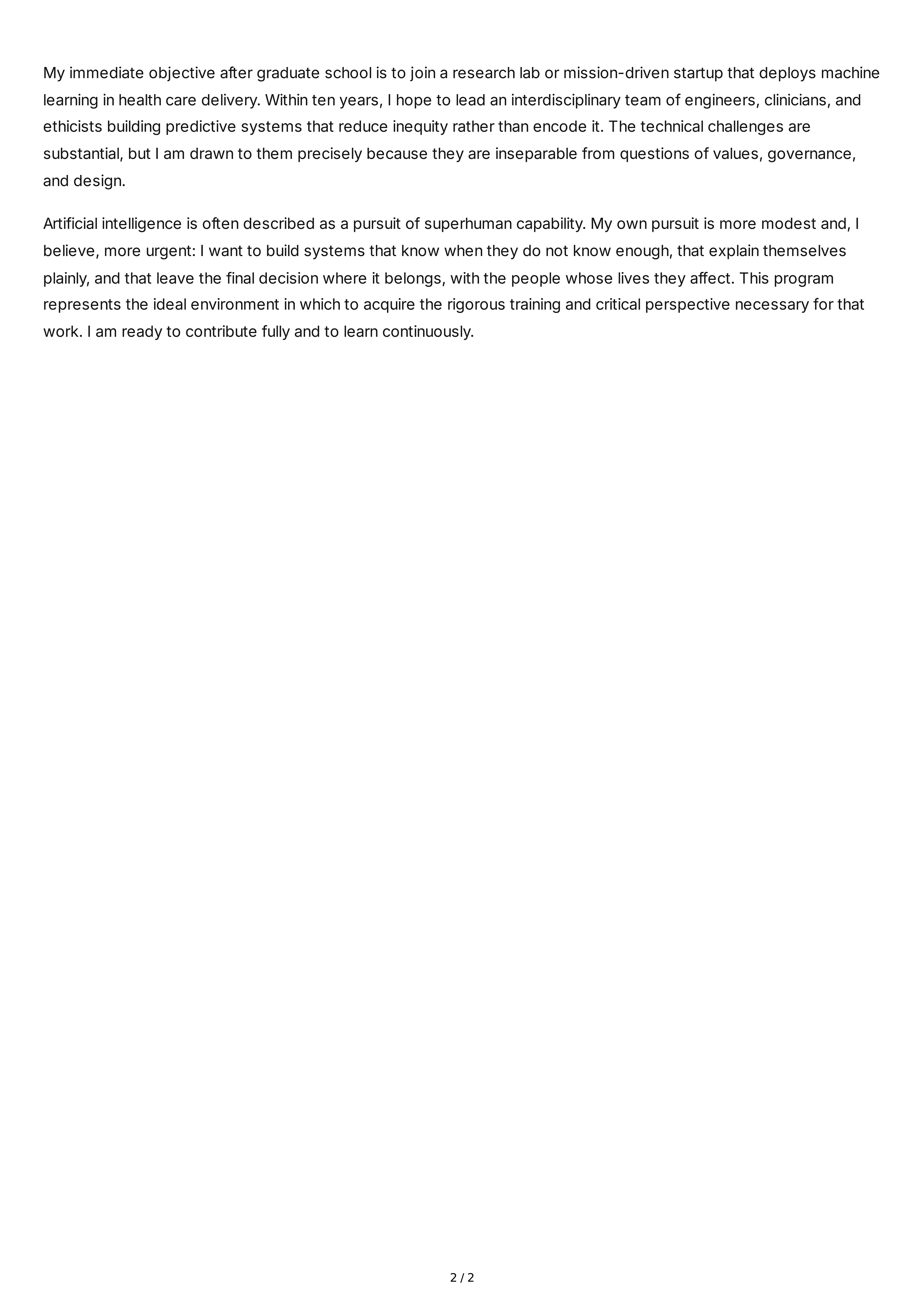 Artificial Intelligence Personal Statement — page 2