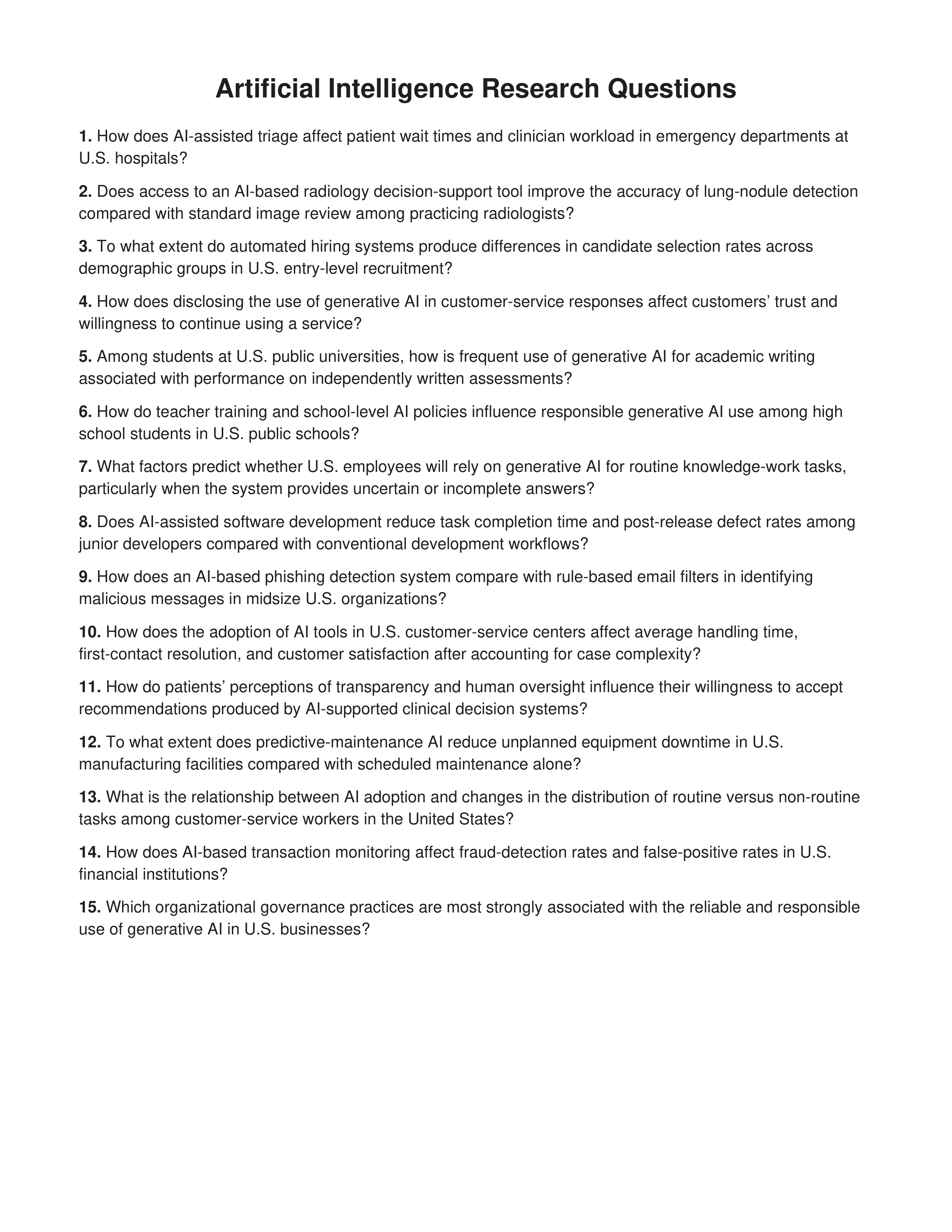 Artificial Intelligence Research Questions — page 1