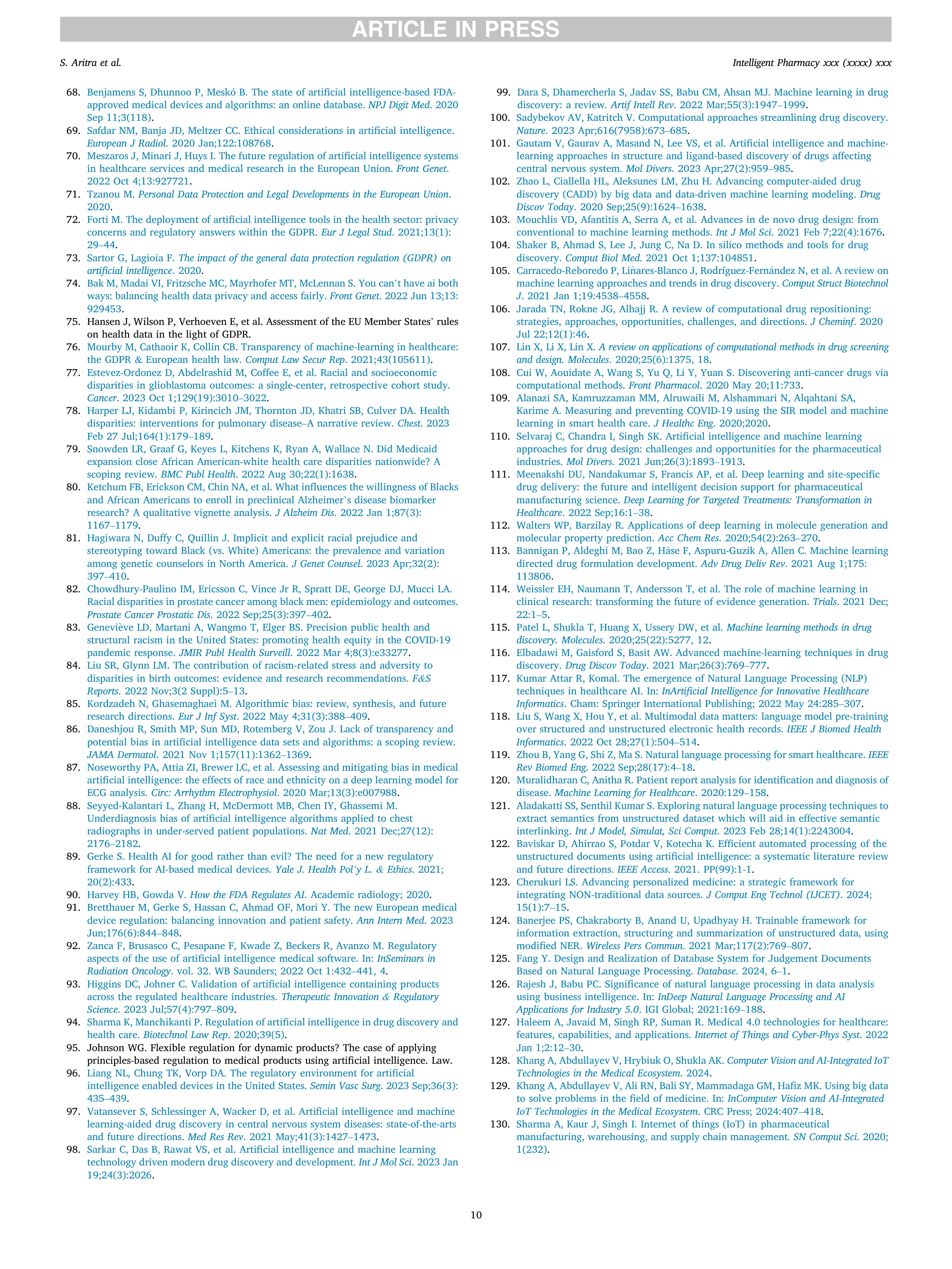 Artiﬁcial Intelligence applications in pharmaceuticals — page 10