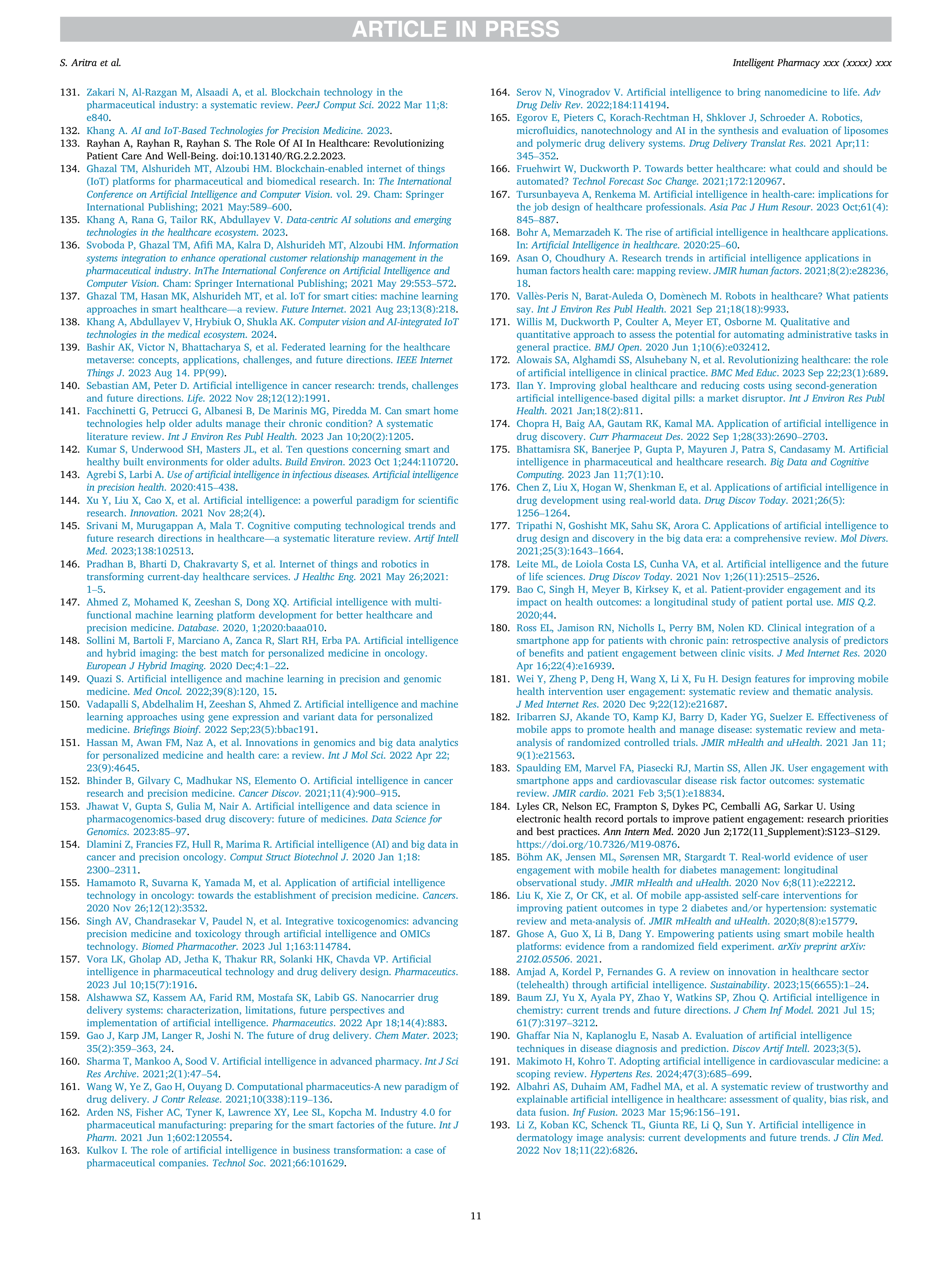 Artiﬁcial Intelligence applications in pharmaceuticals — page 11