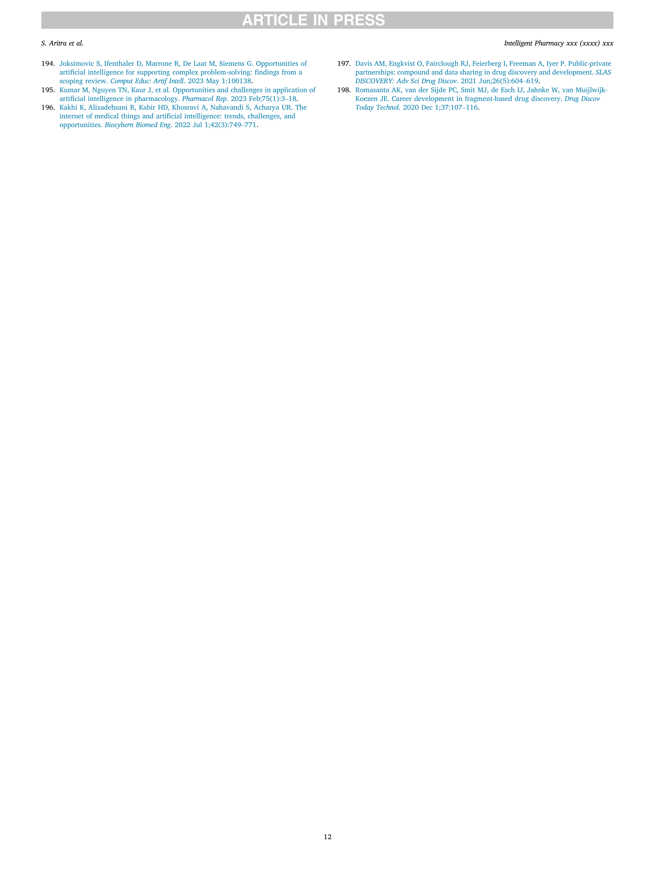 Artiﬁcial Intelligence applications in pharmaceuticals — page 12