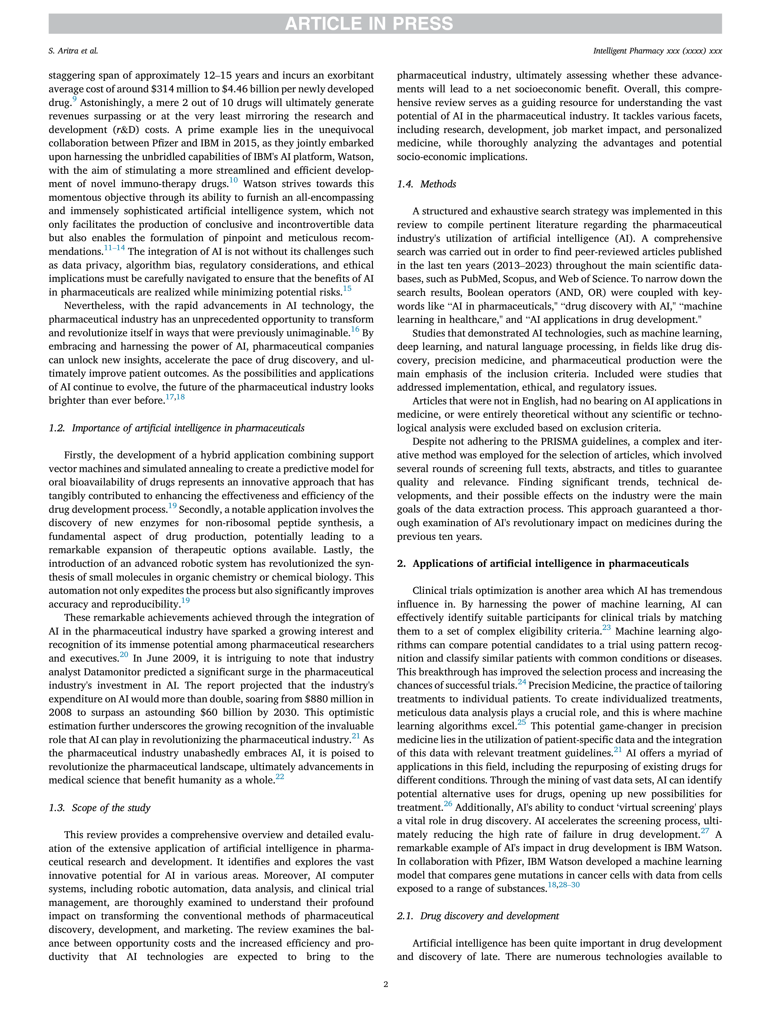 Artiﬁcial Intelligence applications in pharmaceuticals — page 2