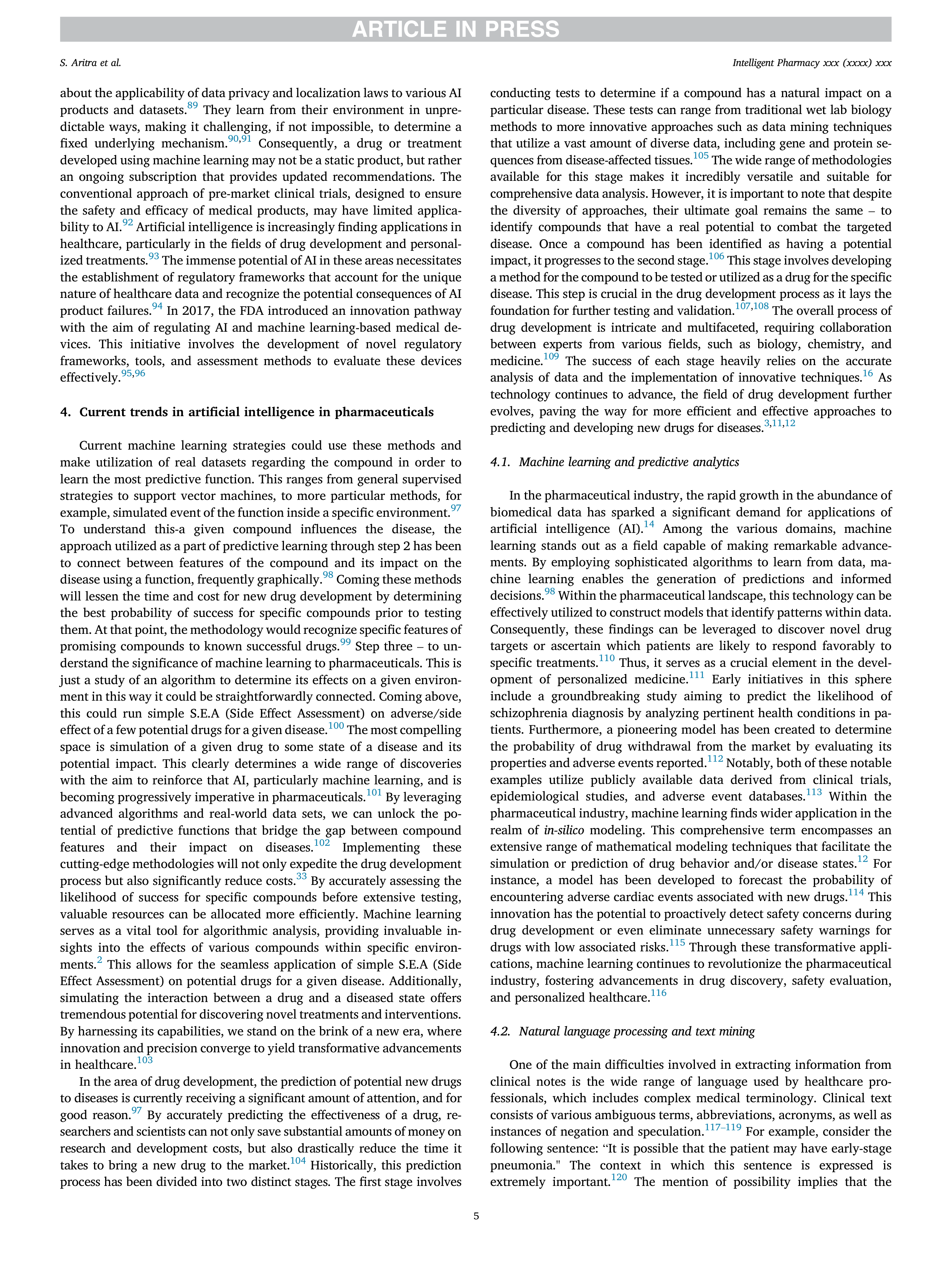 Artiﬁcial Intelligence applications in pharmaceuticals — page 5