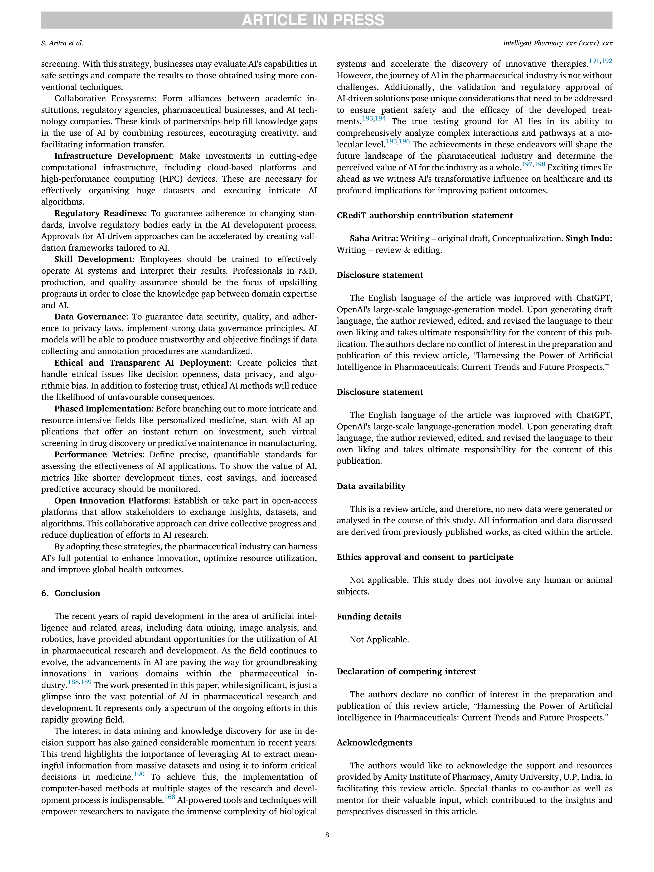 Artiﬁcial Intelligence applications in pharmaceuticals — page 8