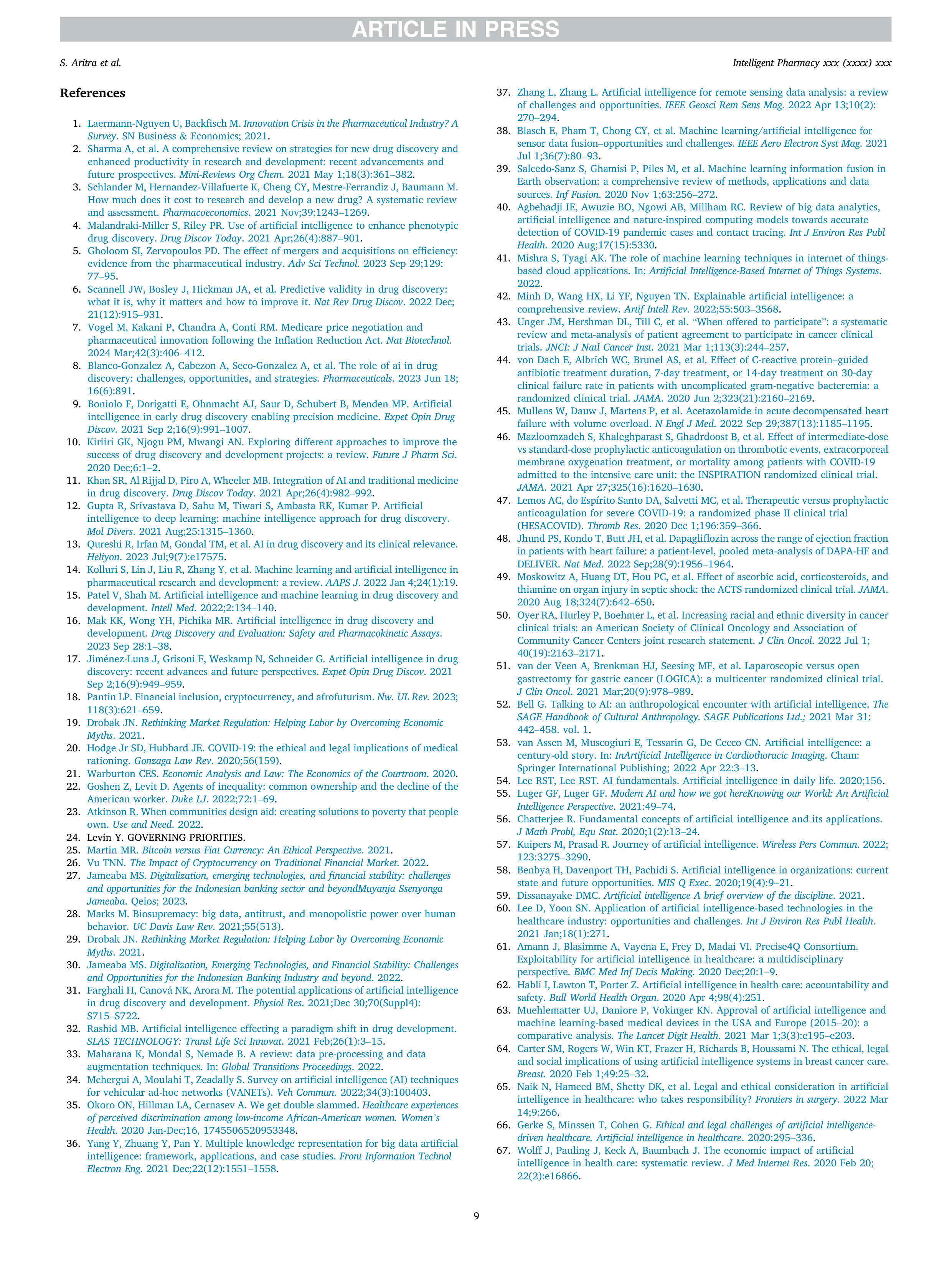 Artiﬁcial Intelligence applications in pharmaceuticals — page 9