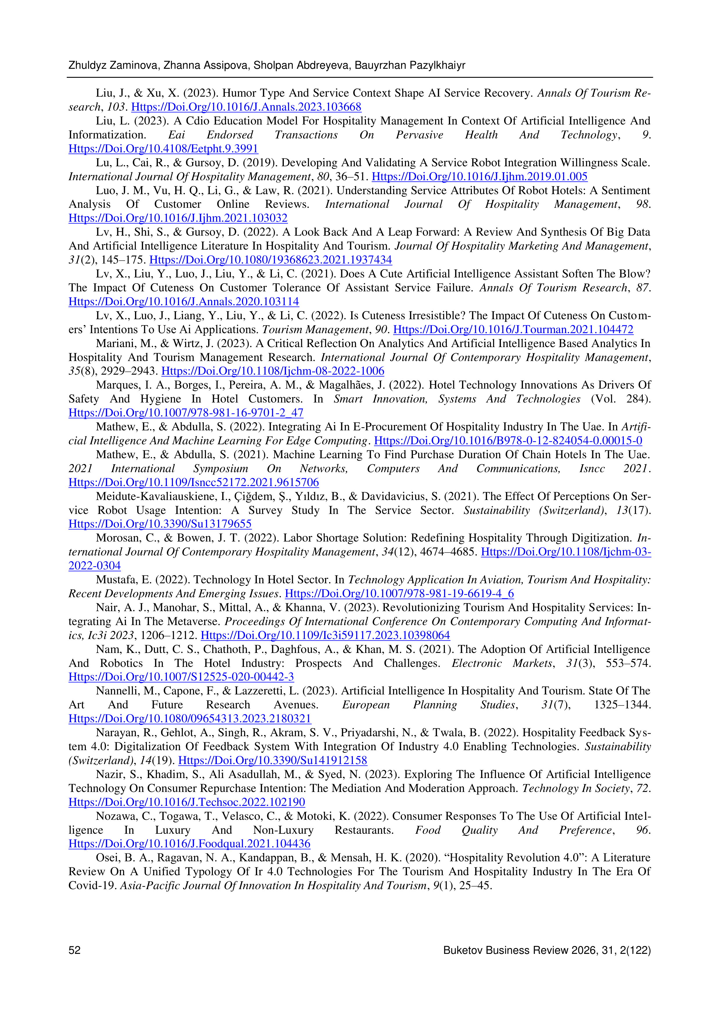 Artificial Intelligence Applications in Hospitality — page 17