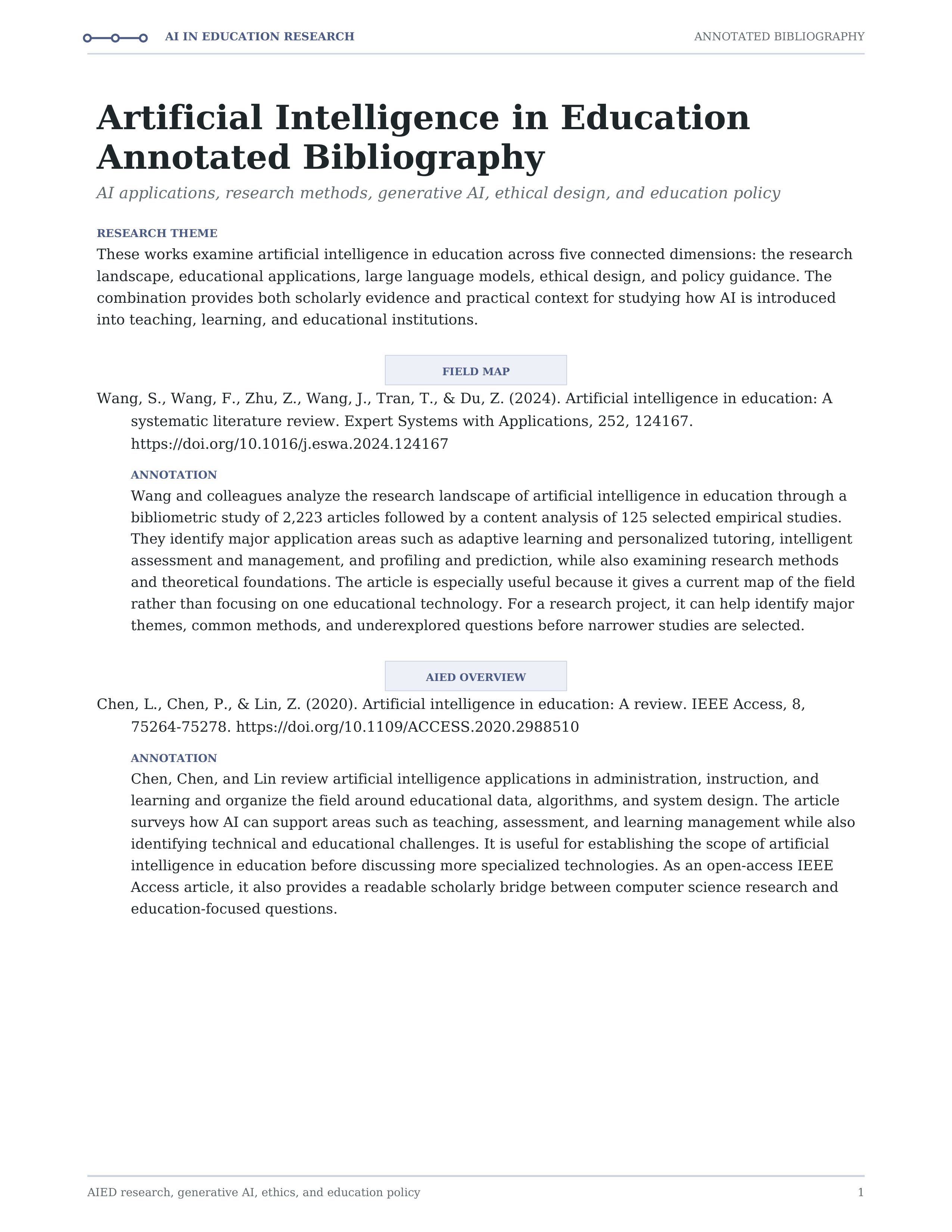 Artificial Intelligence in Education Annotated Bibliography — page 1