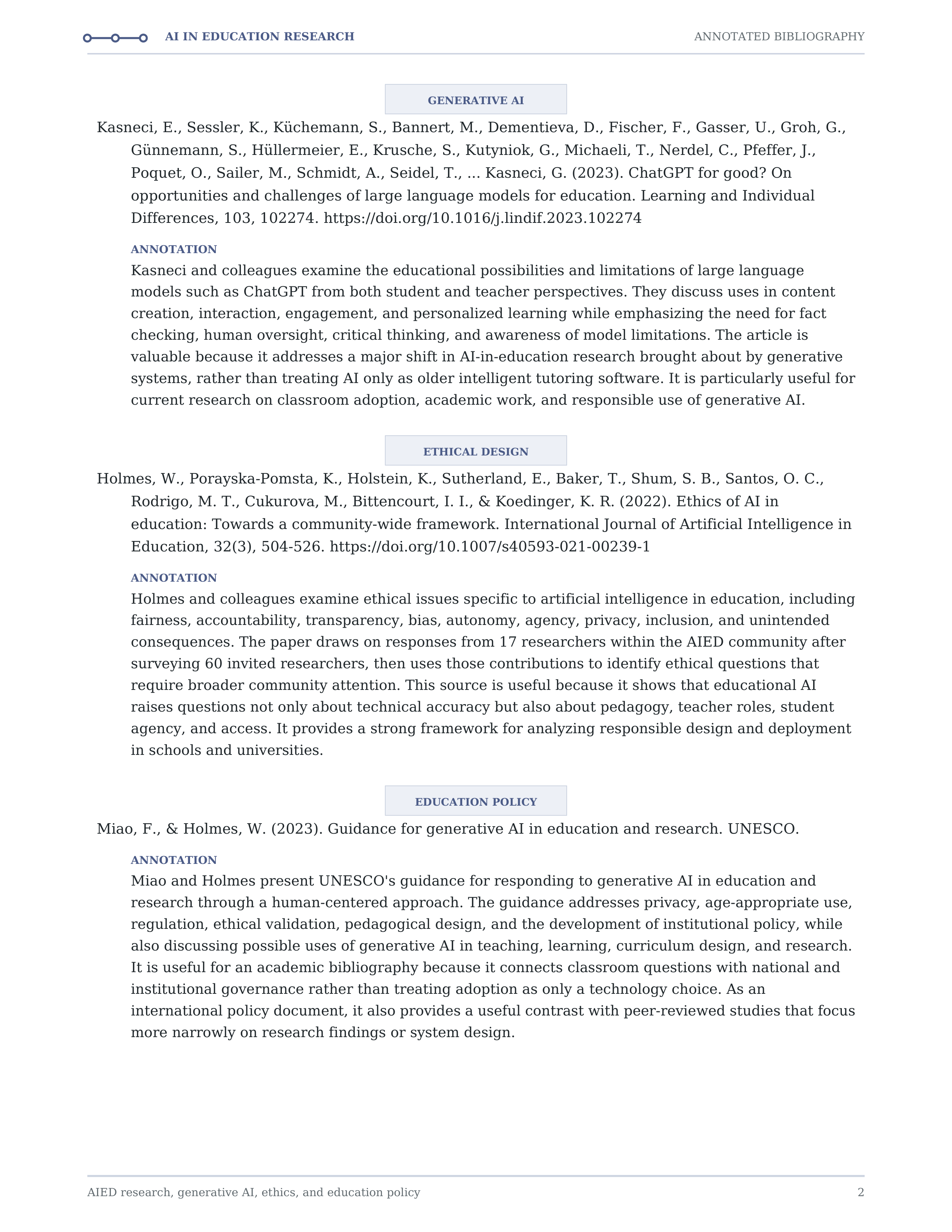 Artificial Intelligence in Education Annotated Bibliography — page 2