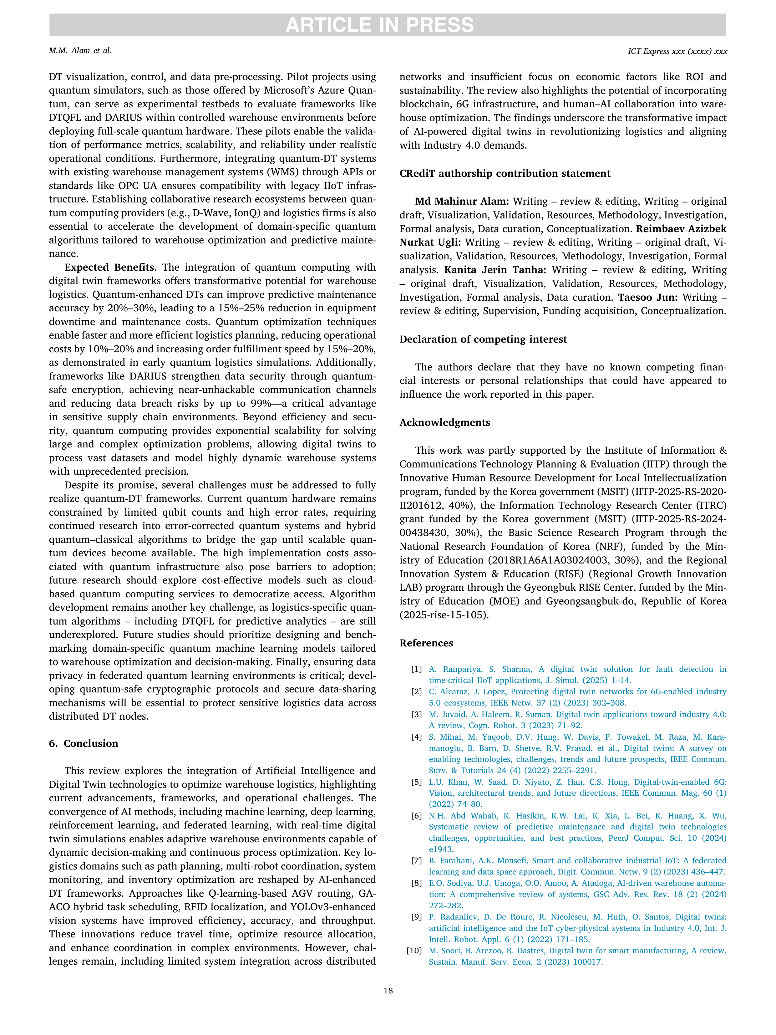 Artiﬁcial intelligence Applications for Warehouse Logistics — page 18