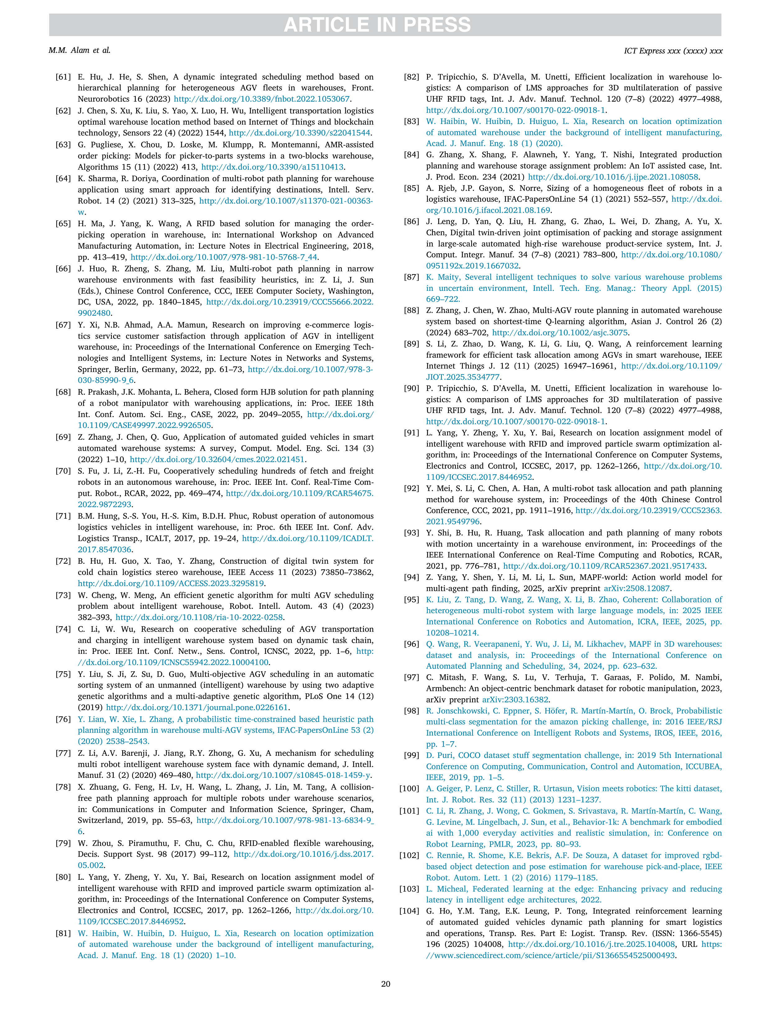 Artiﬁcial intelligence Applications for Warehouse Logistics — page 20