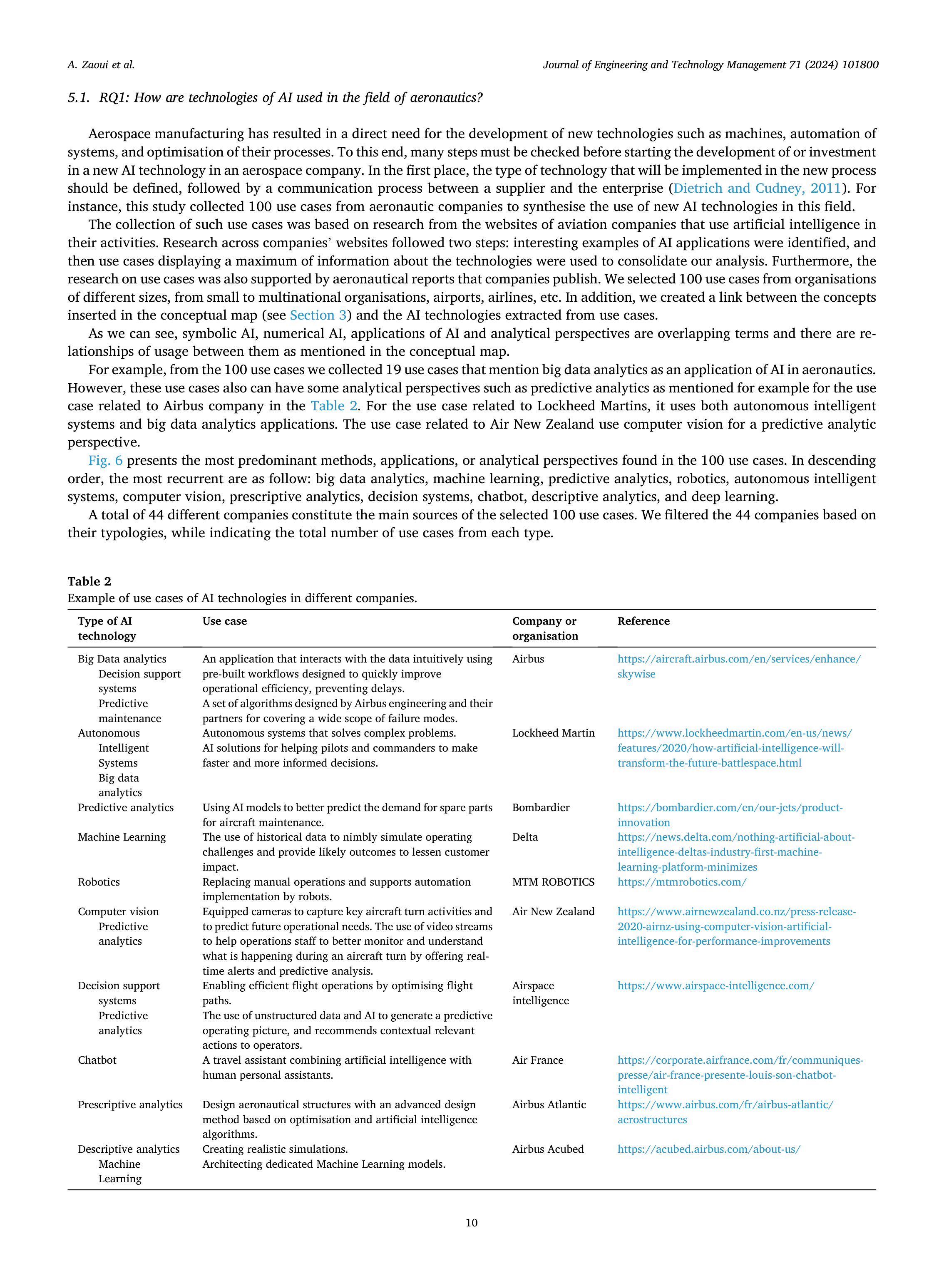 Artiﬁcial intelligence Applications in Aeronautics — page 10