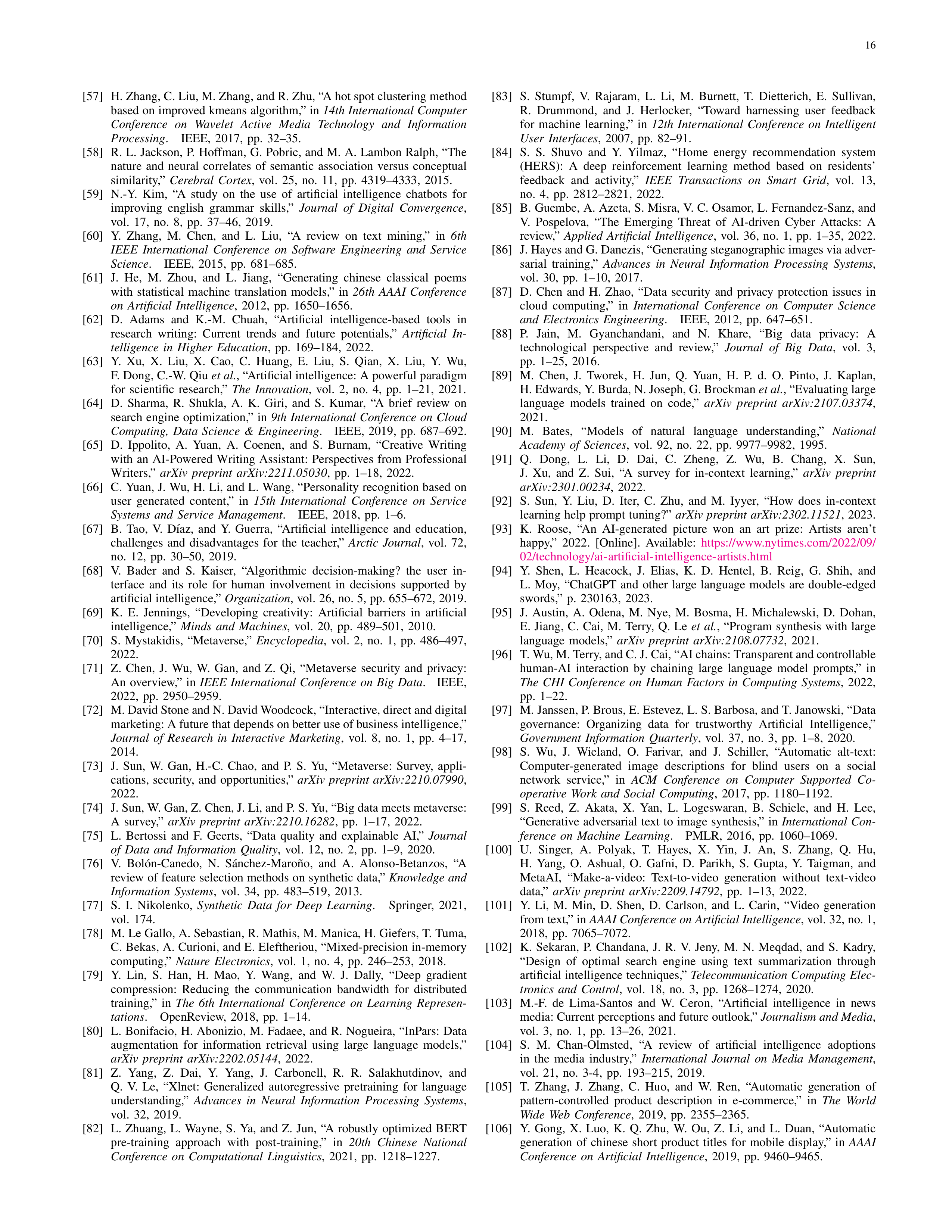 Artiﬁcial intelligence Applications in Content Creation — page 16