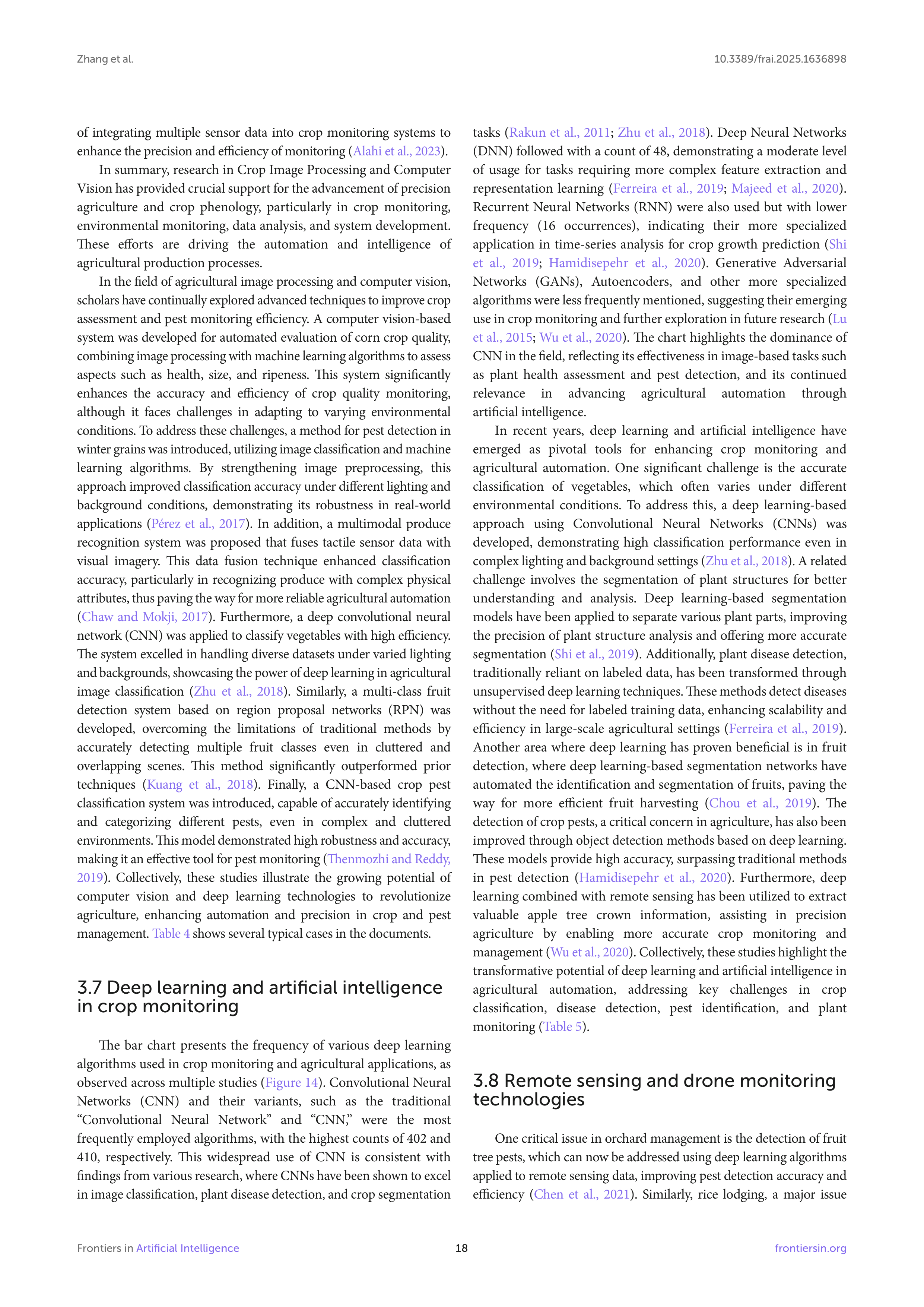 Artiﬁcial intelligence Applications in Crop Monitoring — page 18