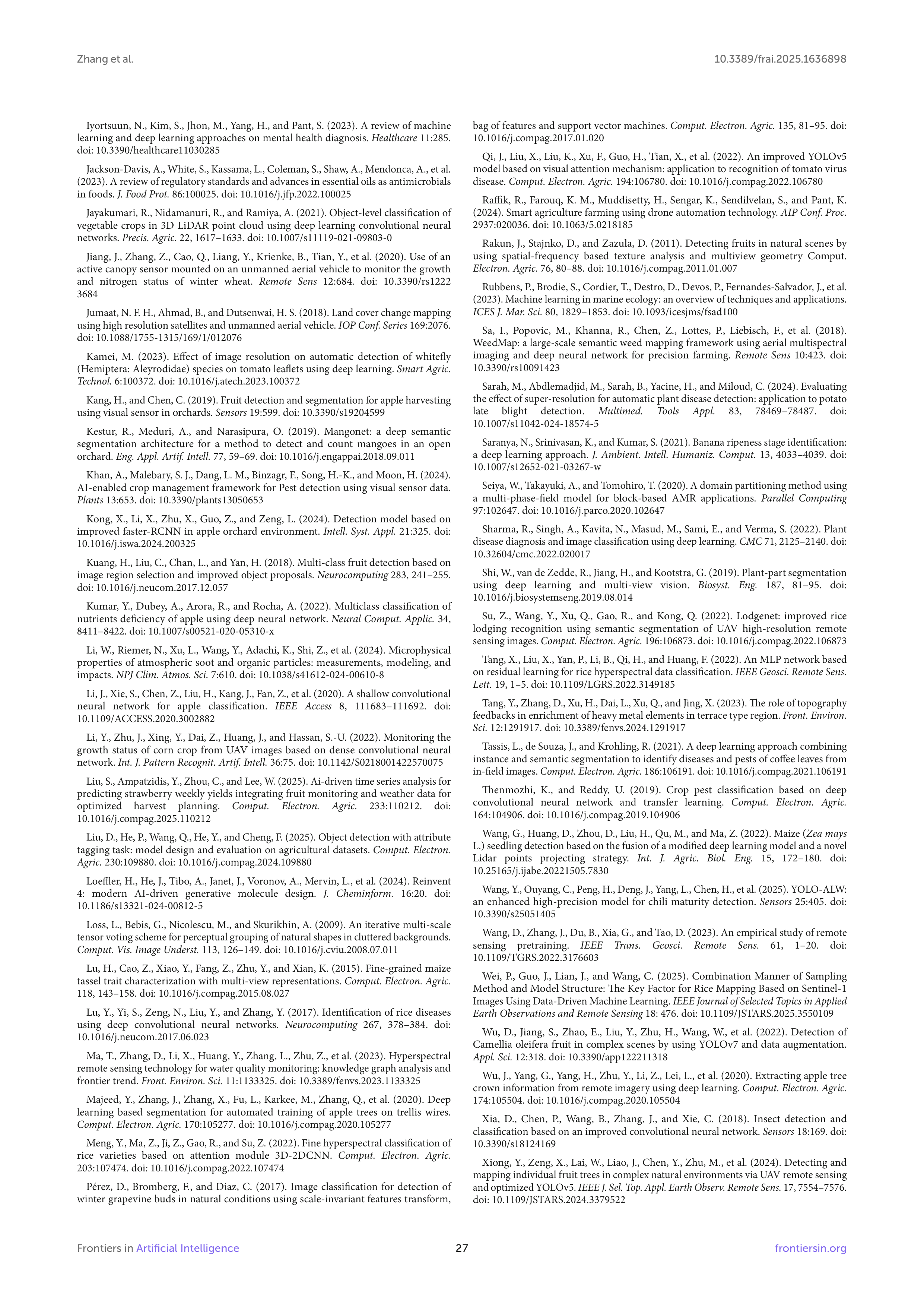Artiﬁcial intelligence Applications in Crop Monitoring — page 27