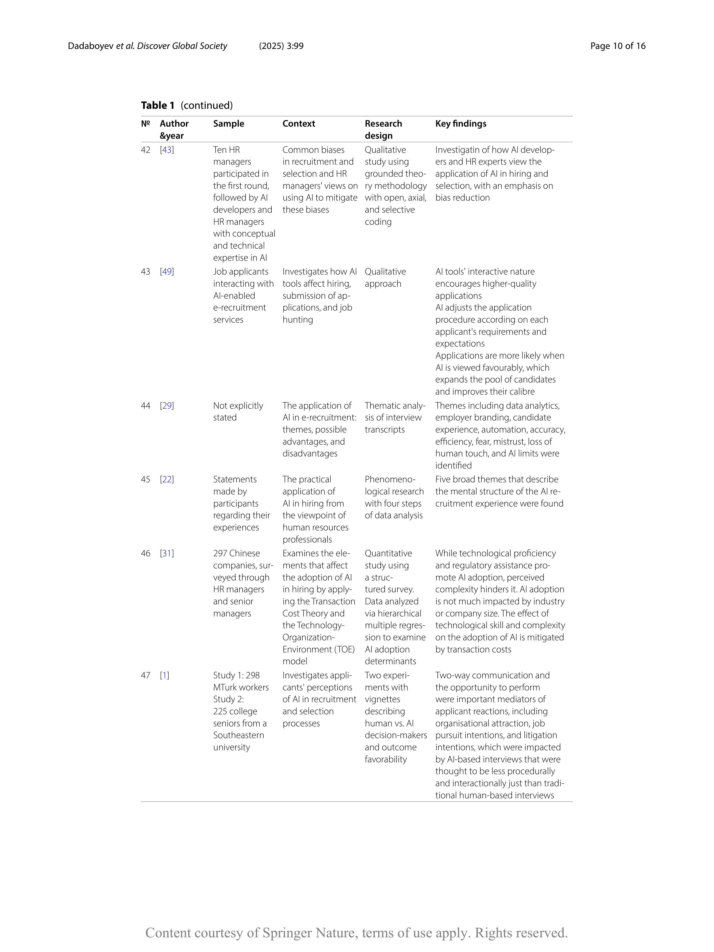 Artiﬁcial intelligence Applications in Employee Recruitment — page 10