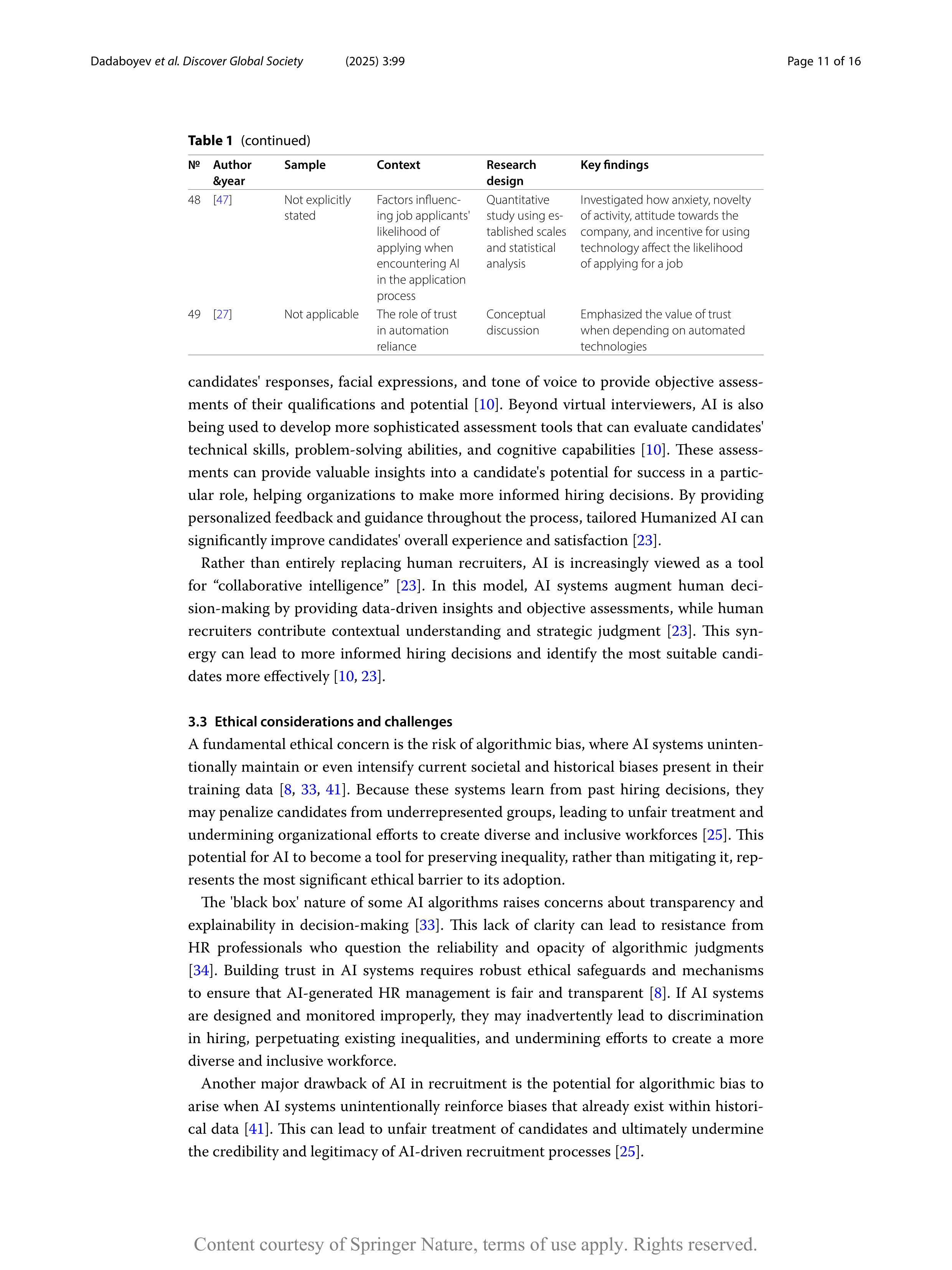 Artiﬁcial intelligence Applications in Employee Recruitment — page 11