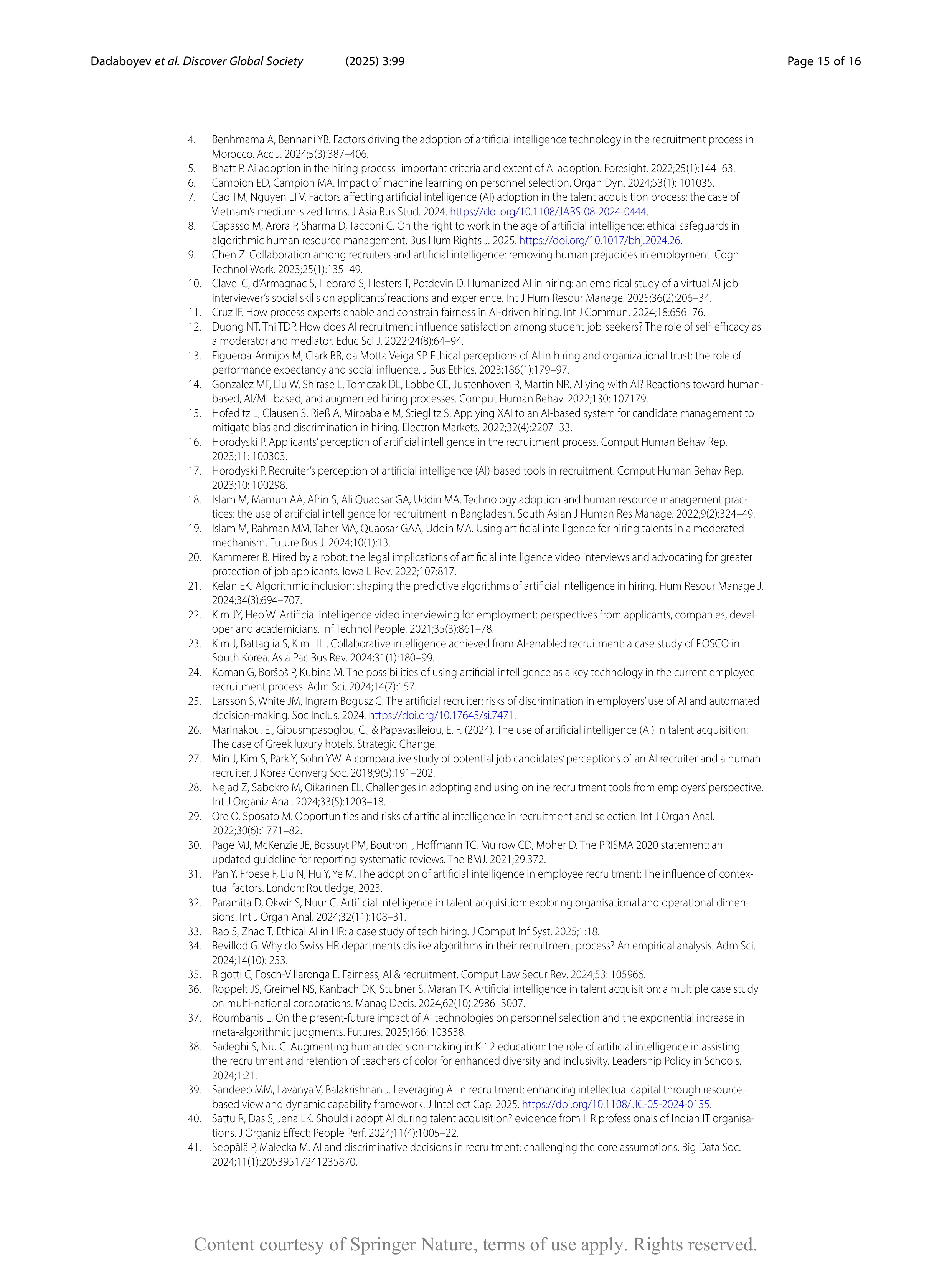 Artiﬁcial intelligence Applications in Employee Recruitment — page 15