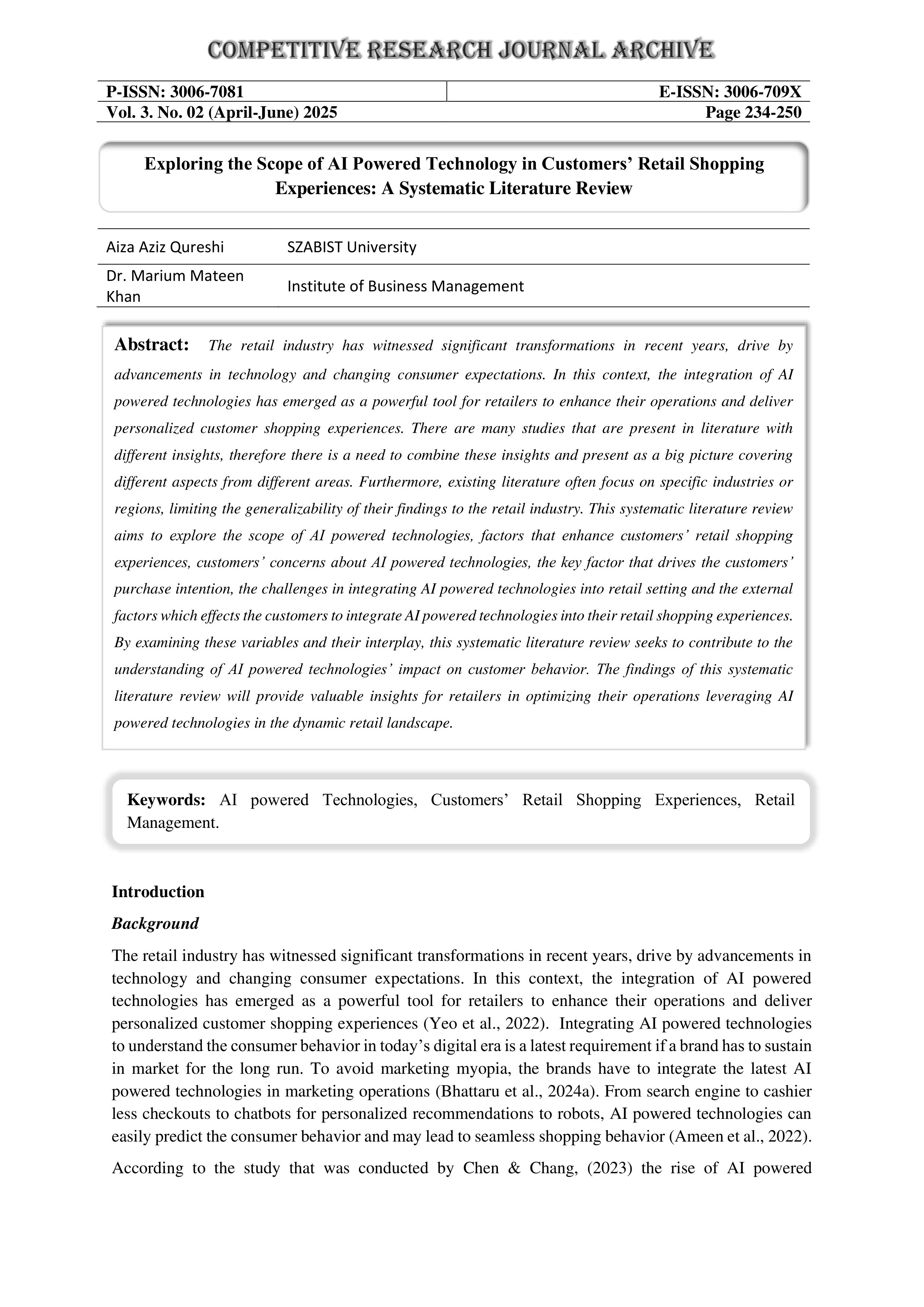 Artiﬁcial intelligence Applications in Retail Shopping — page 1