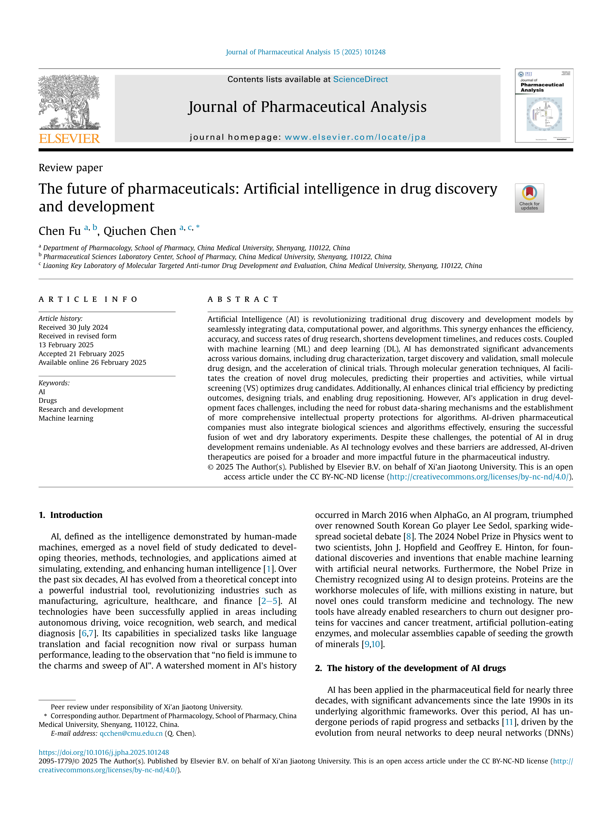 Artiﬁcial Intelligence Applications in Drug Discovery — page 1