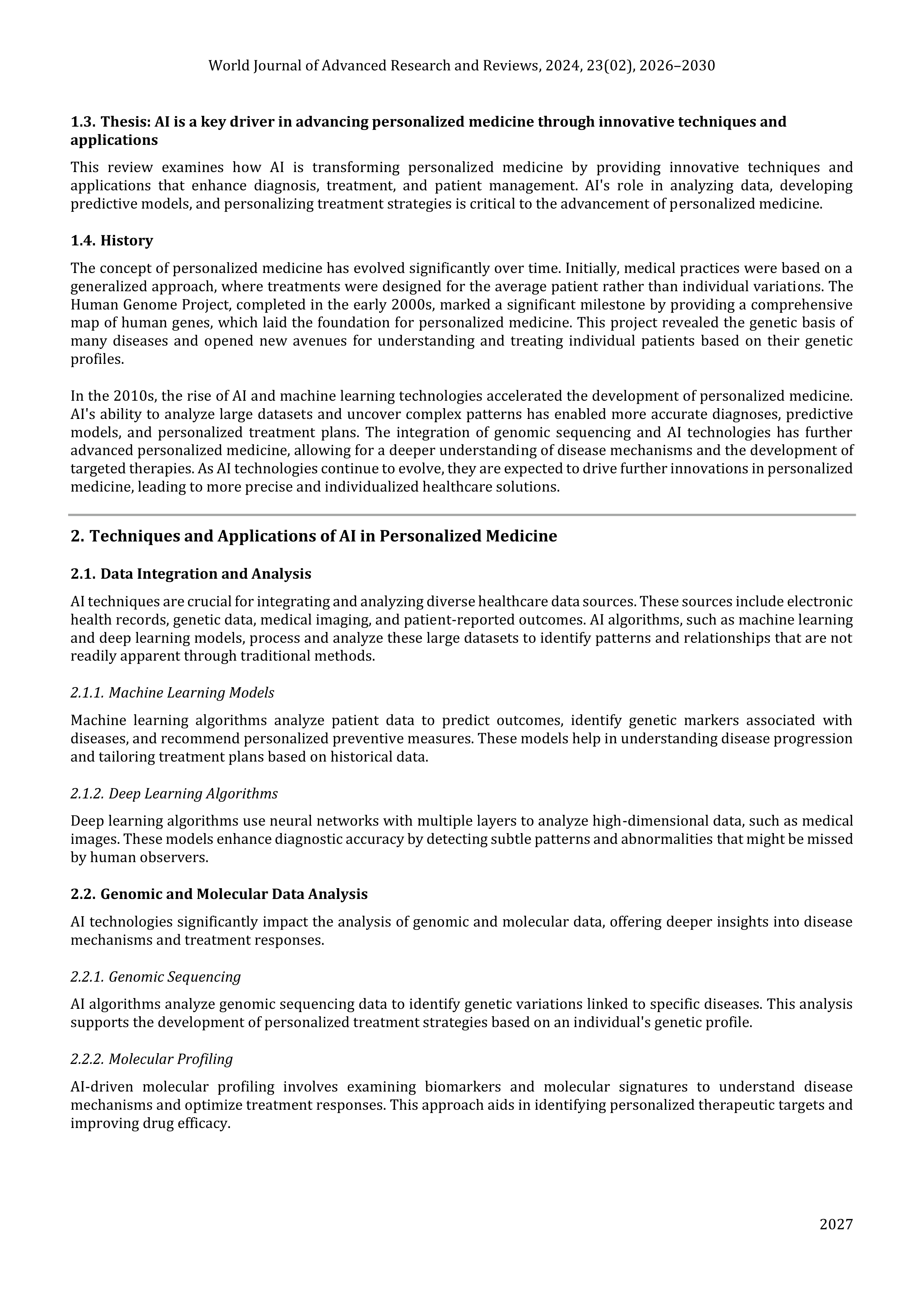 Artiﬁcial Intelligence Applications in personalized medicine — page 2