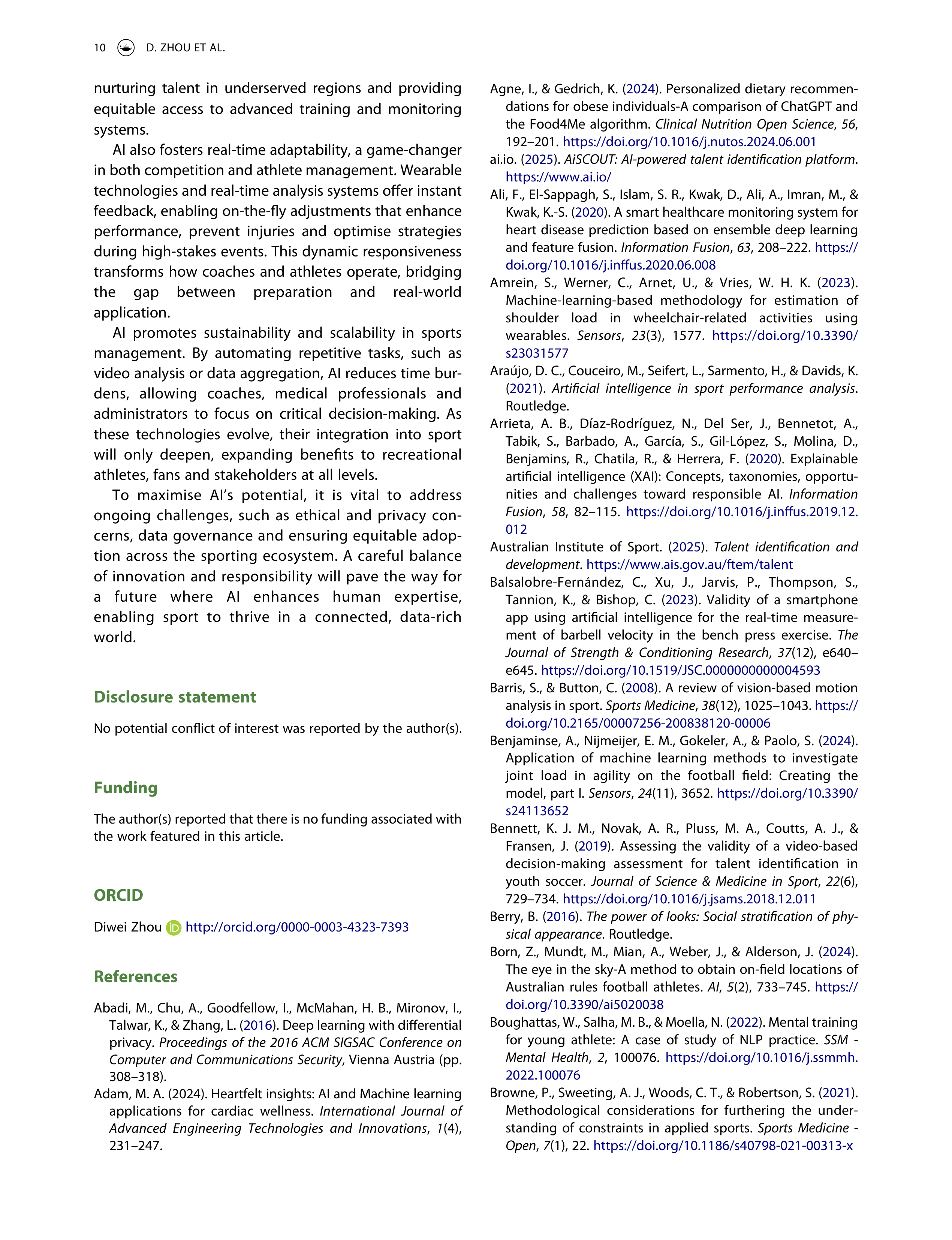 Artiﬁcial Intelligence Applications in Sports — page 11