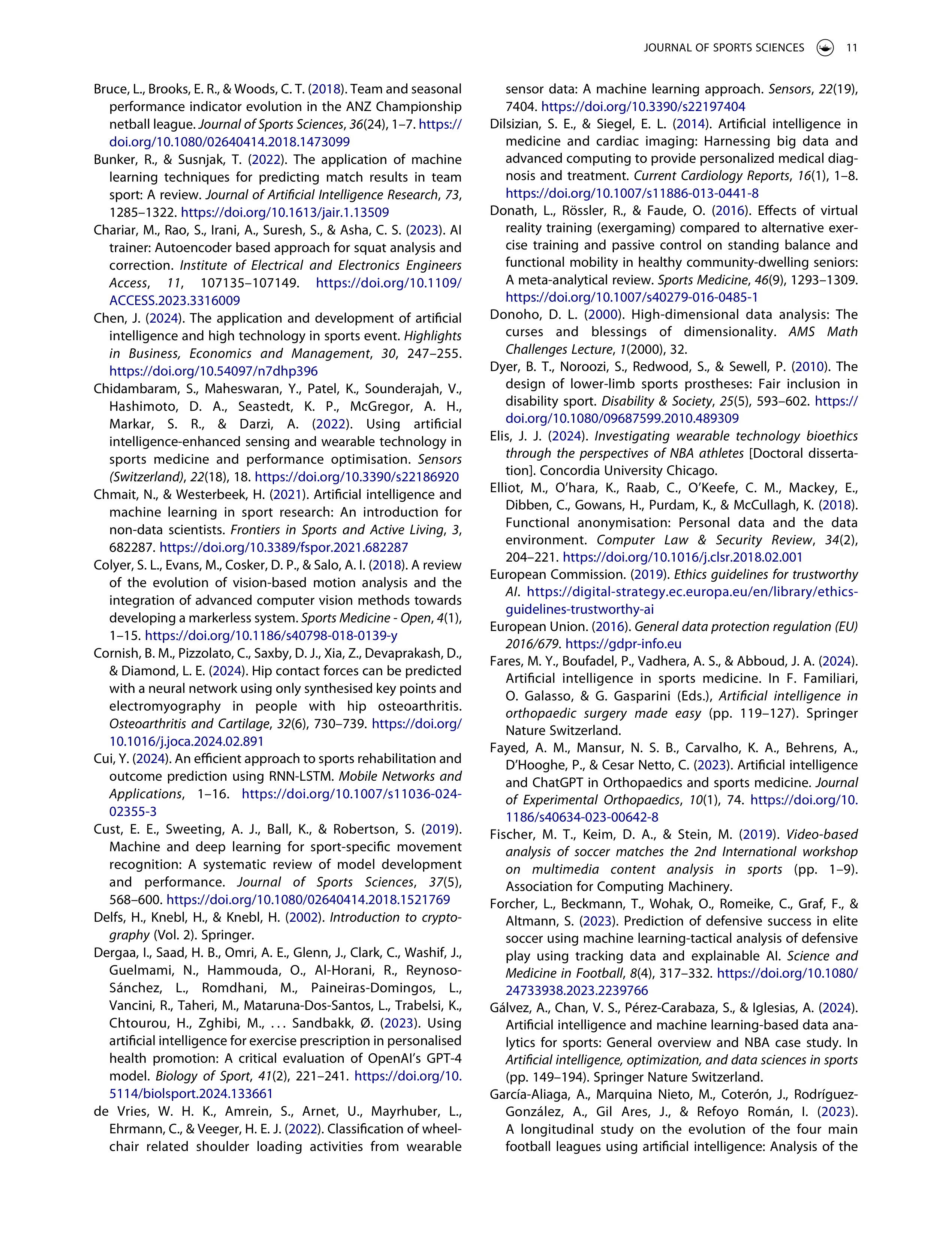 Artiﬁcial Intelligence Applications in Sports — page 12