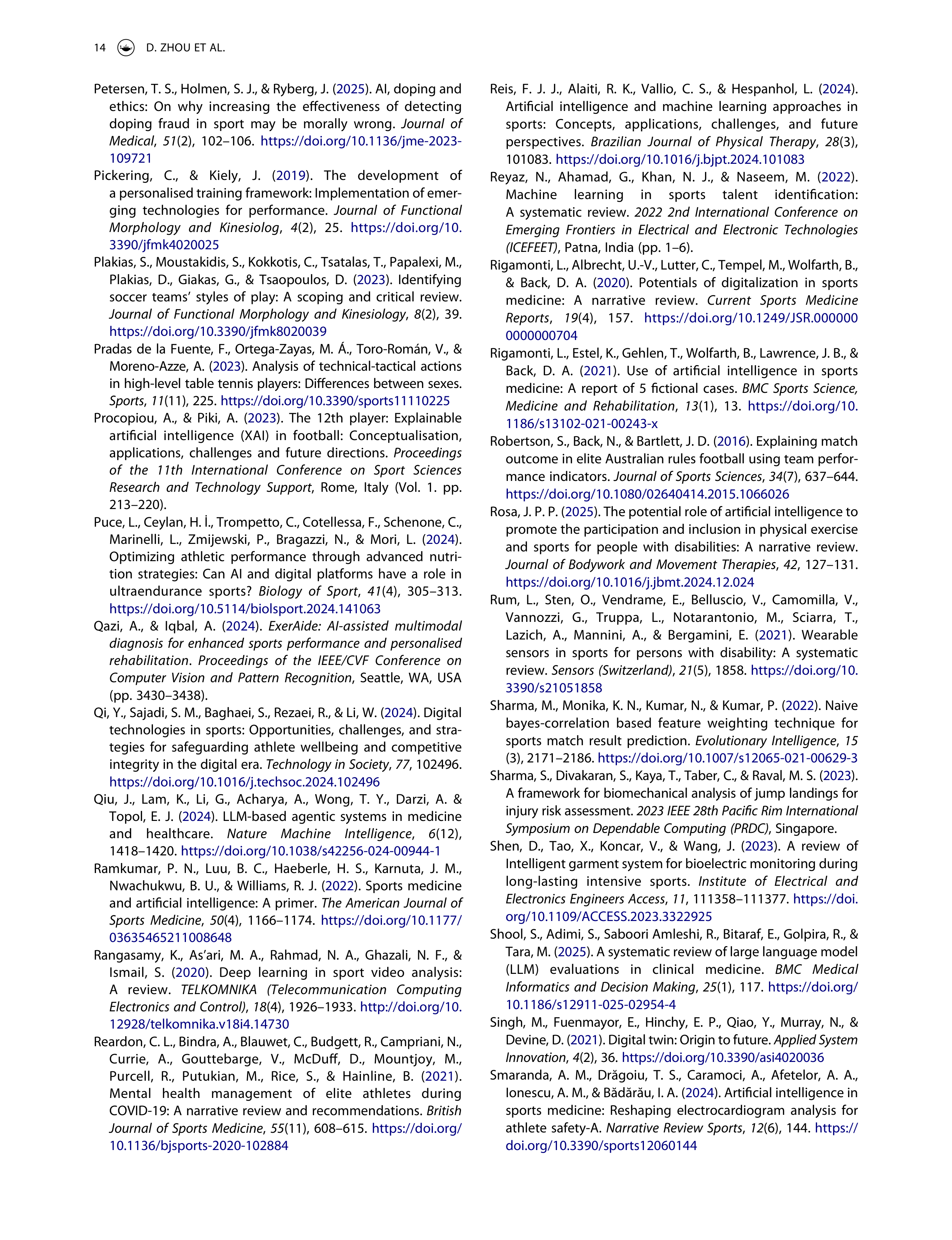 Artiﬁcial Intelligence Applications in Sports — page 15
