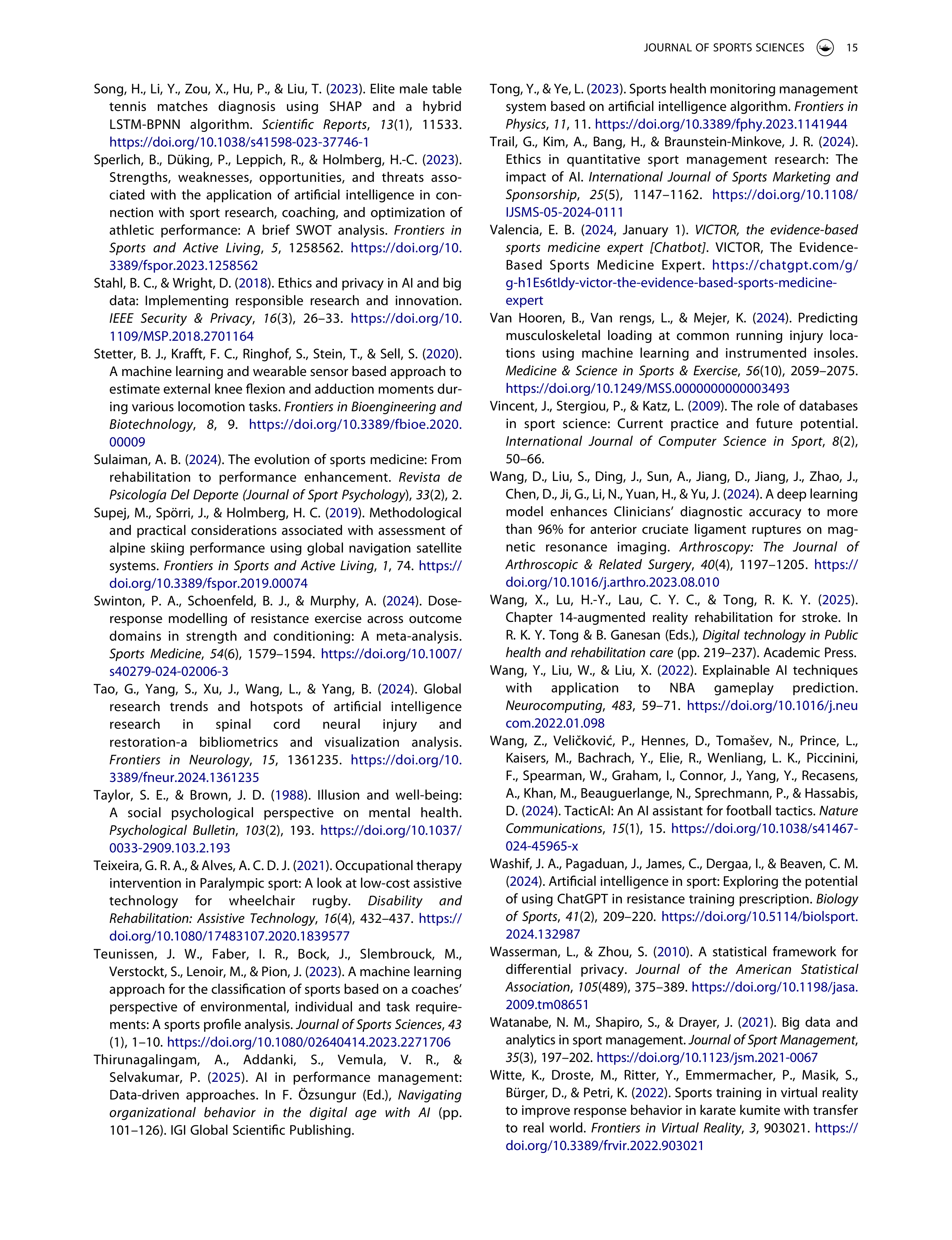 Artiﬁcial Intelligence Applications in Sports — page 16