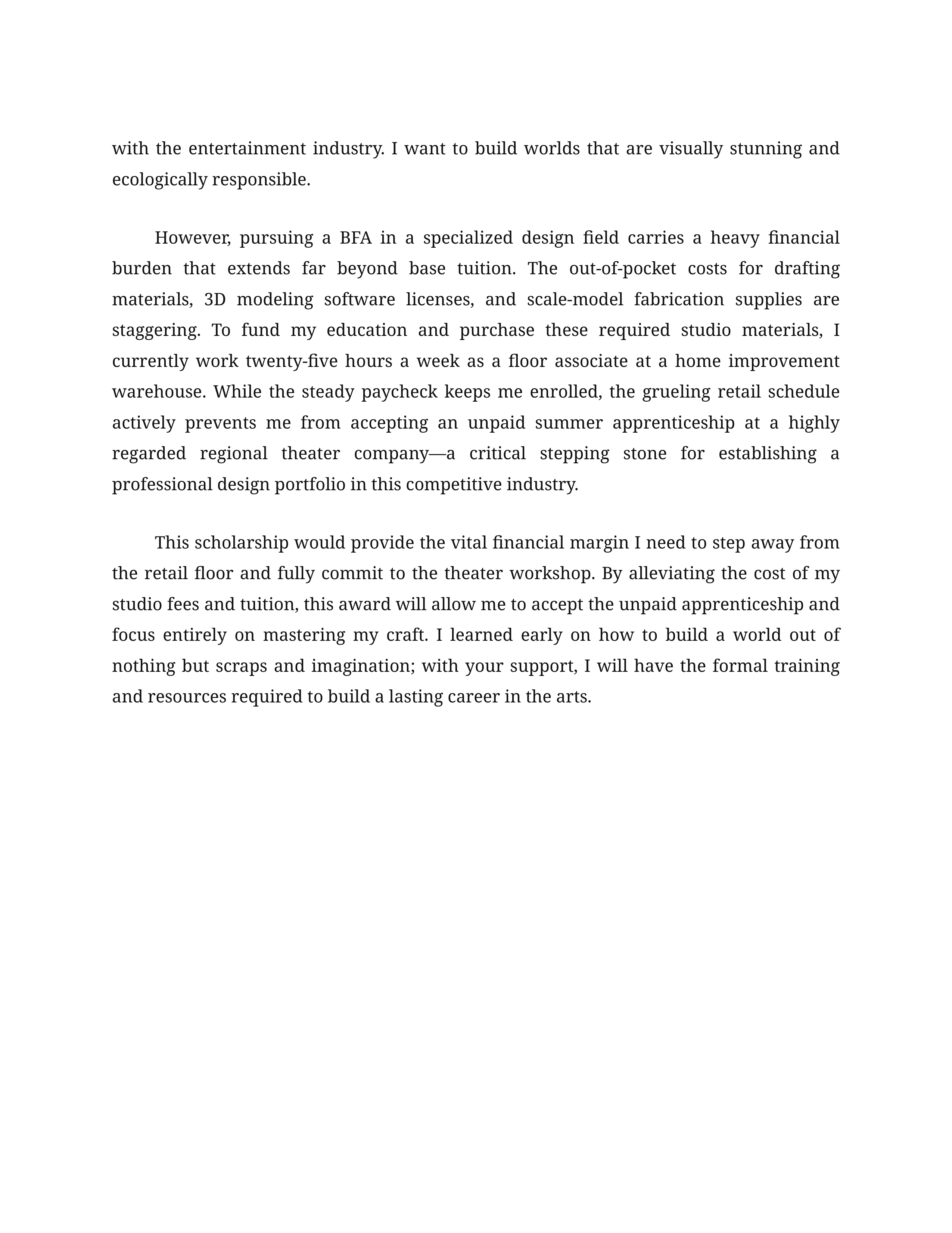 Arts and Creativity Scholarship Essay — page 2