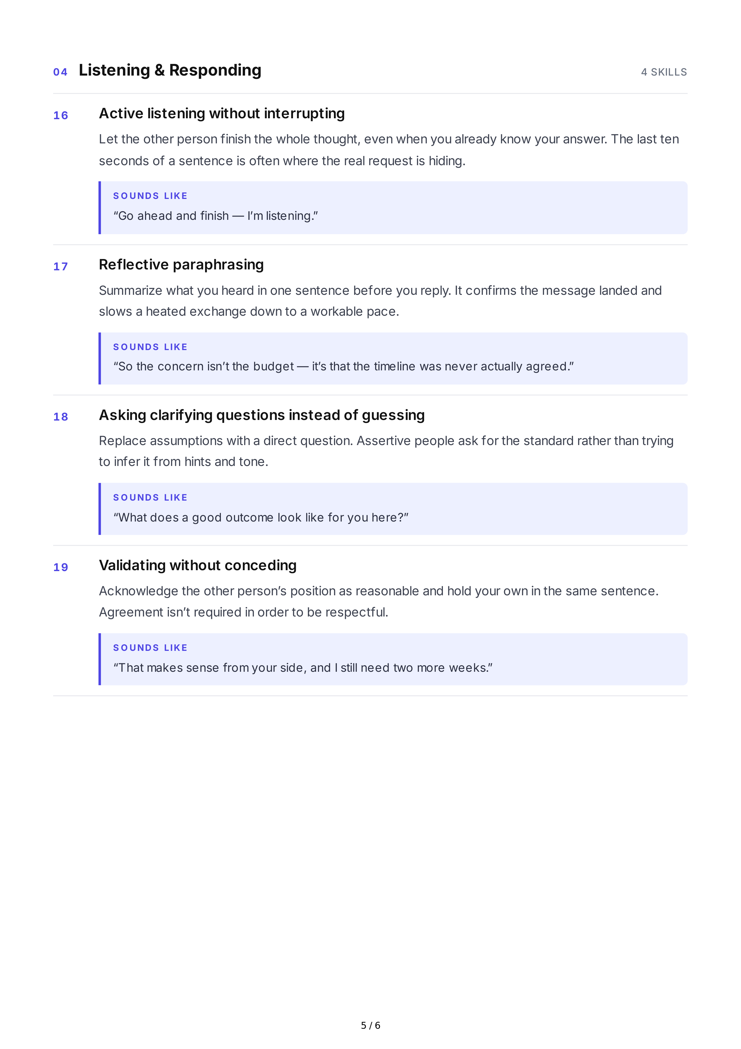 Assertive Communication Interpersonal Skills — page 5