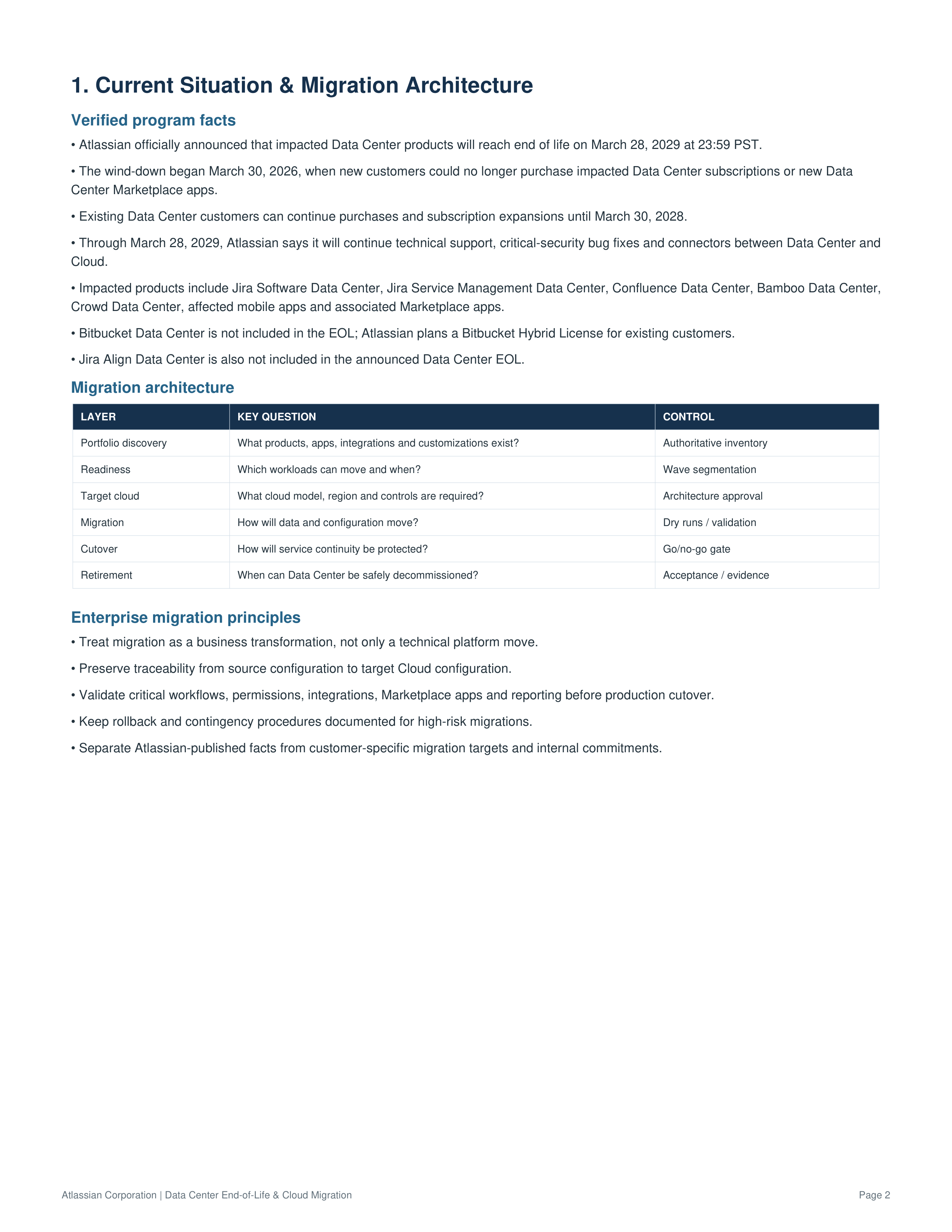 Atlassian Data Center End-of-Life & Cloud Migration Action Plan — page 2