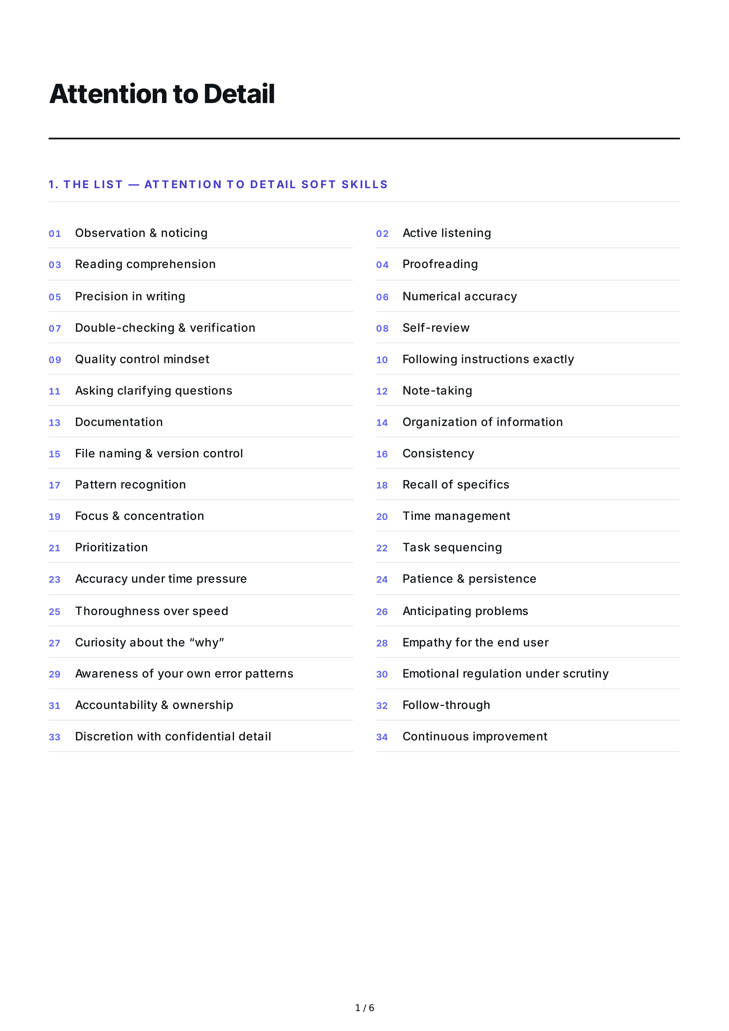 Attention to Detail Soft Skills — page 1