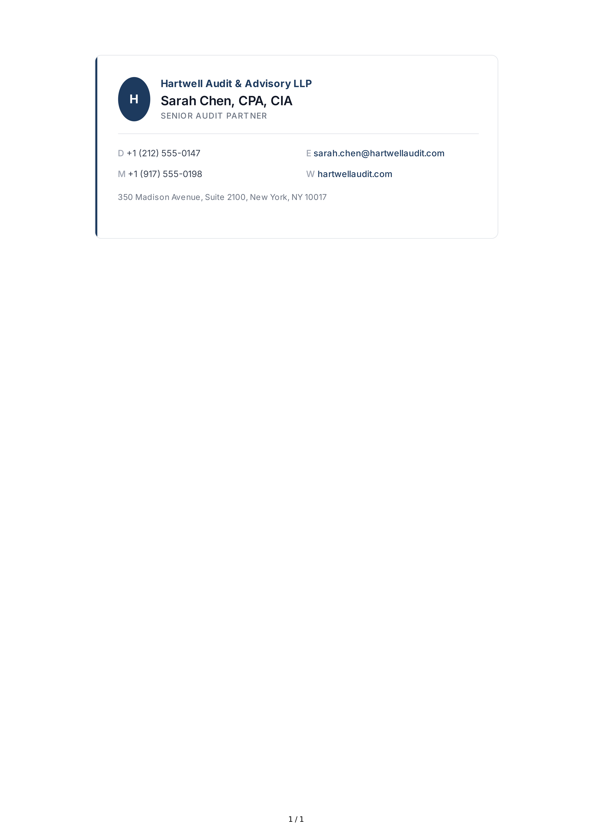 Auditor Email Signature — page 1