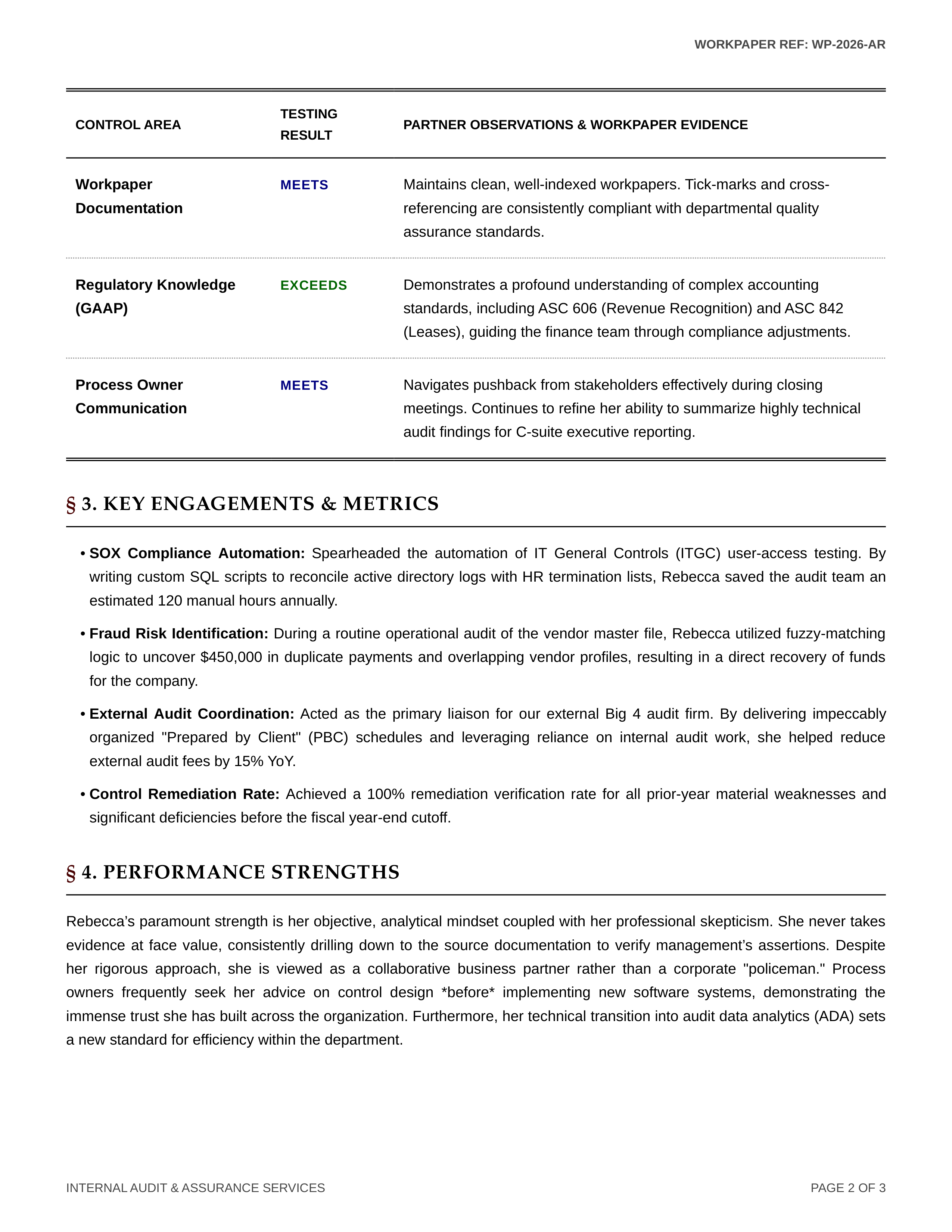 Auditor Performance Review — page 2