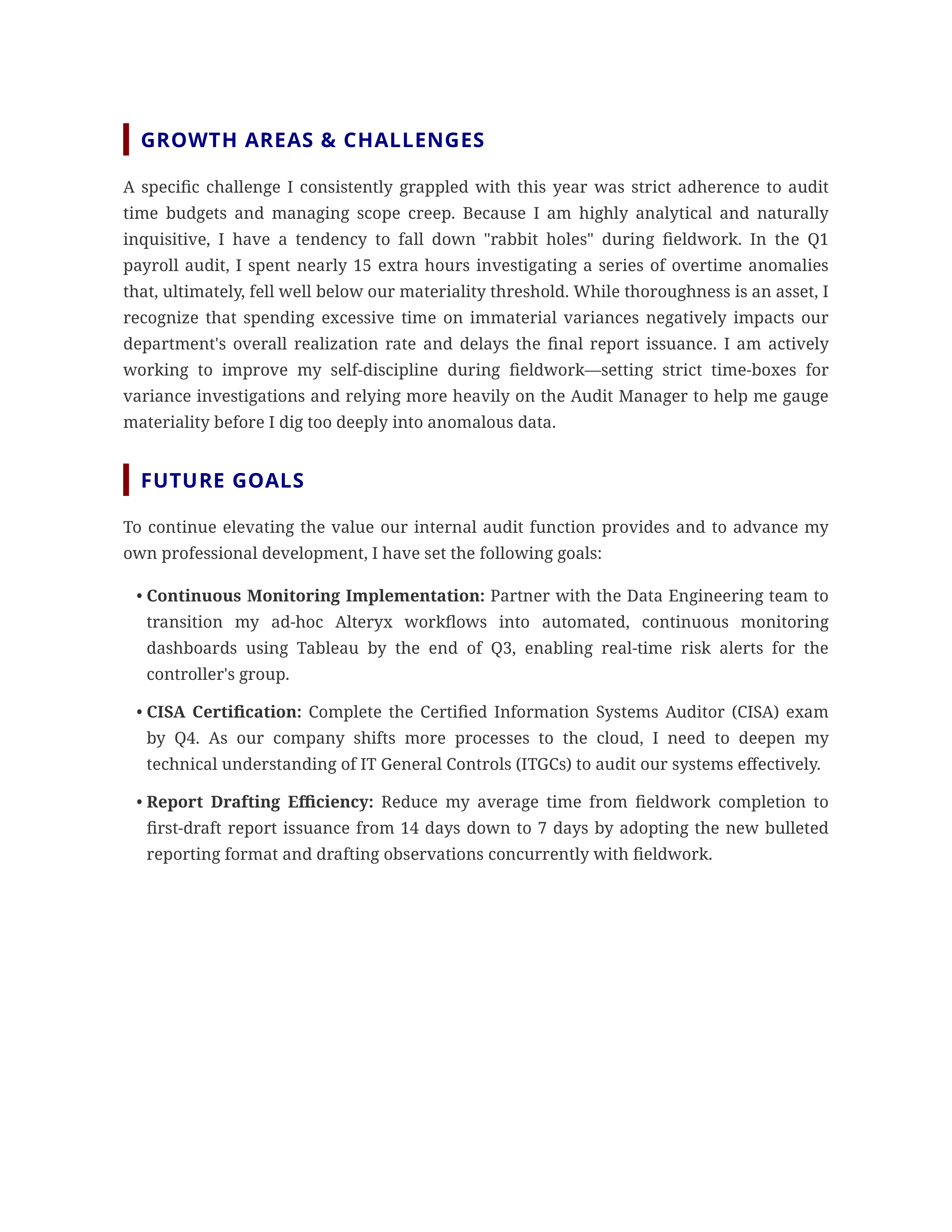 Auditor Self Performance Review — page 2