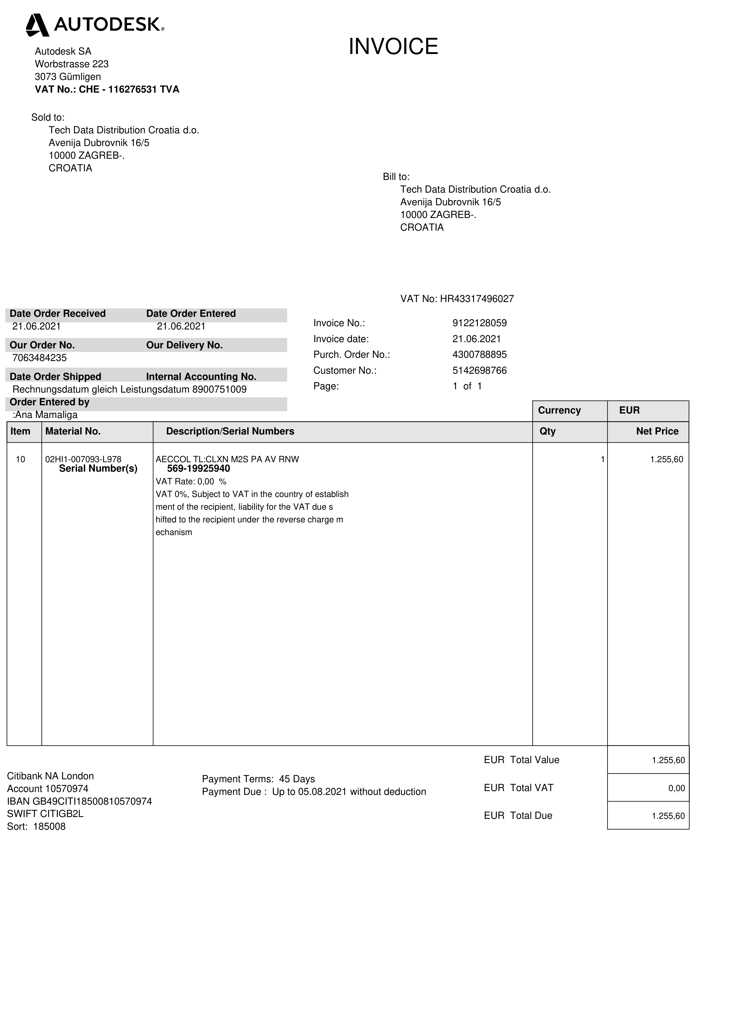 Autodesk Business Sales Invoice — page 1
