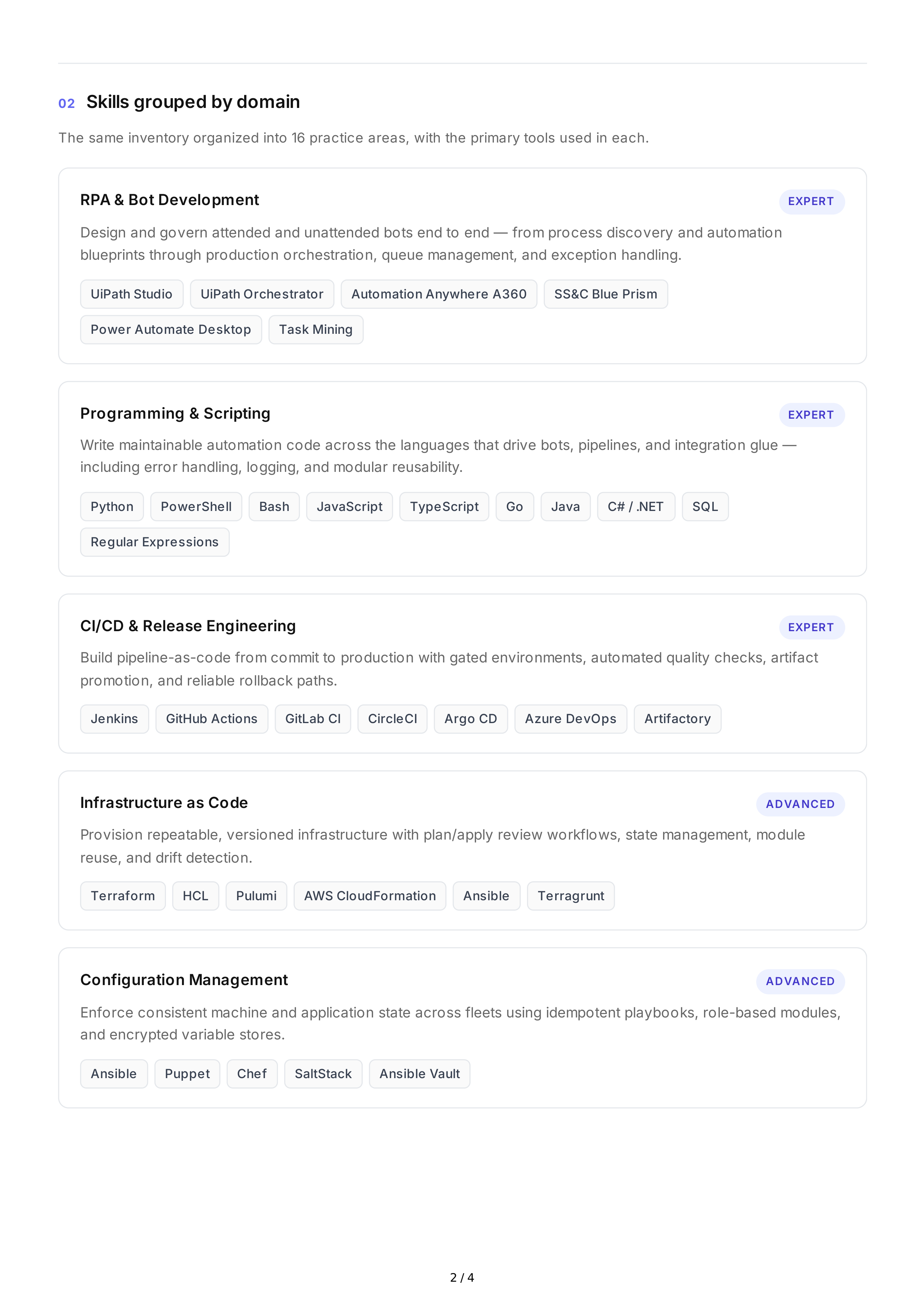 Automation Technical Skills — page 2